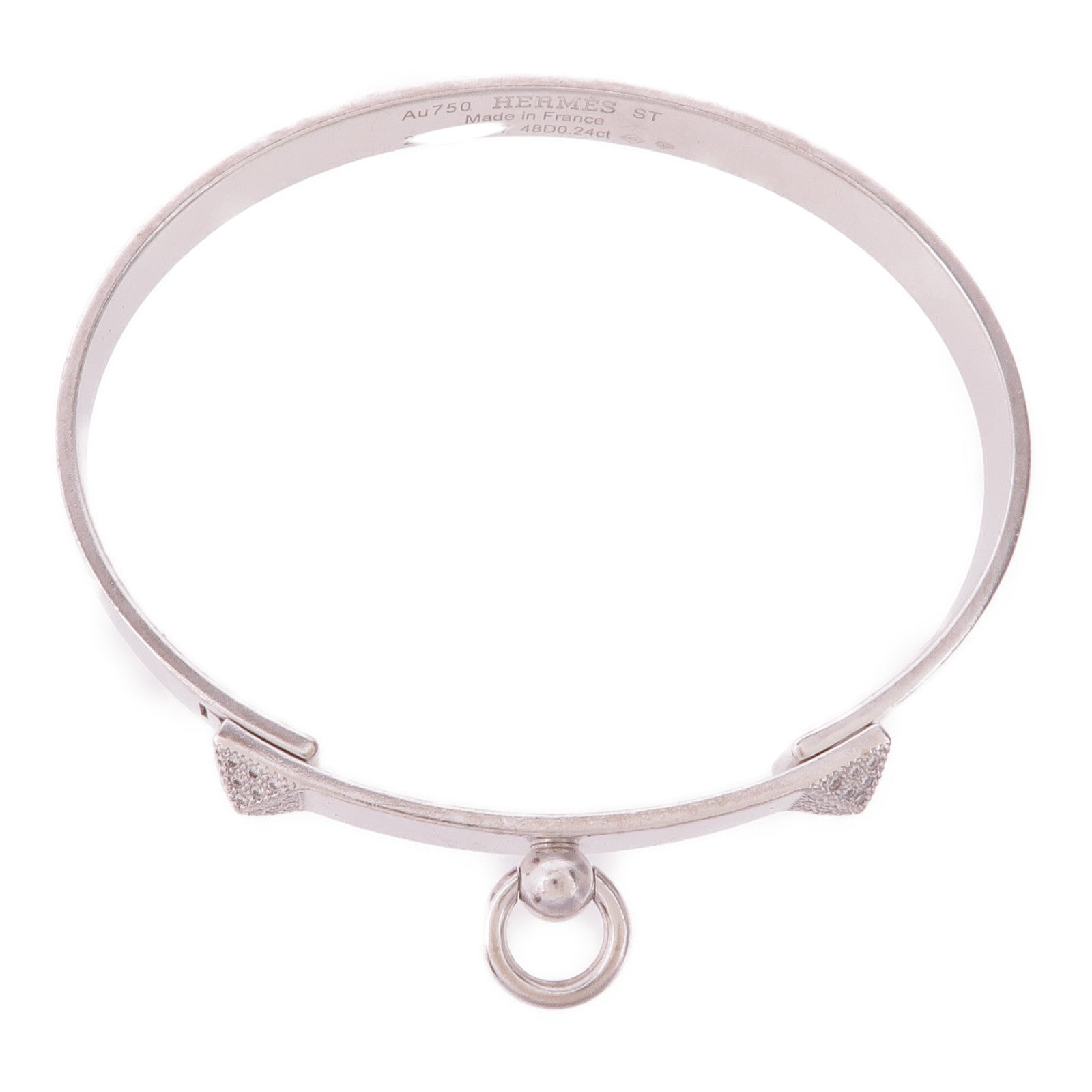 HERMES 18K白金Collier De Chien Bangle手鐲