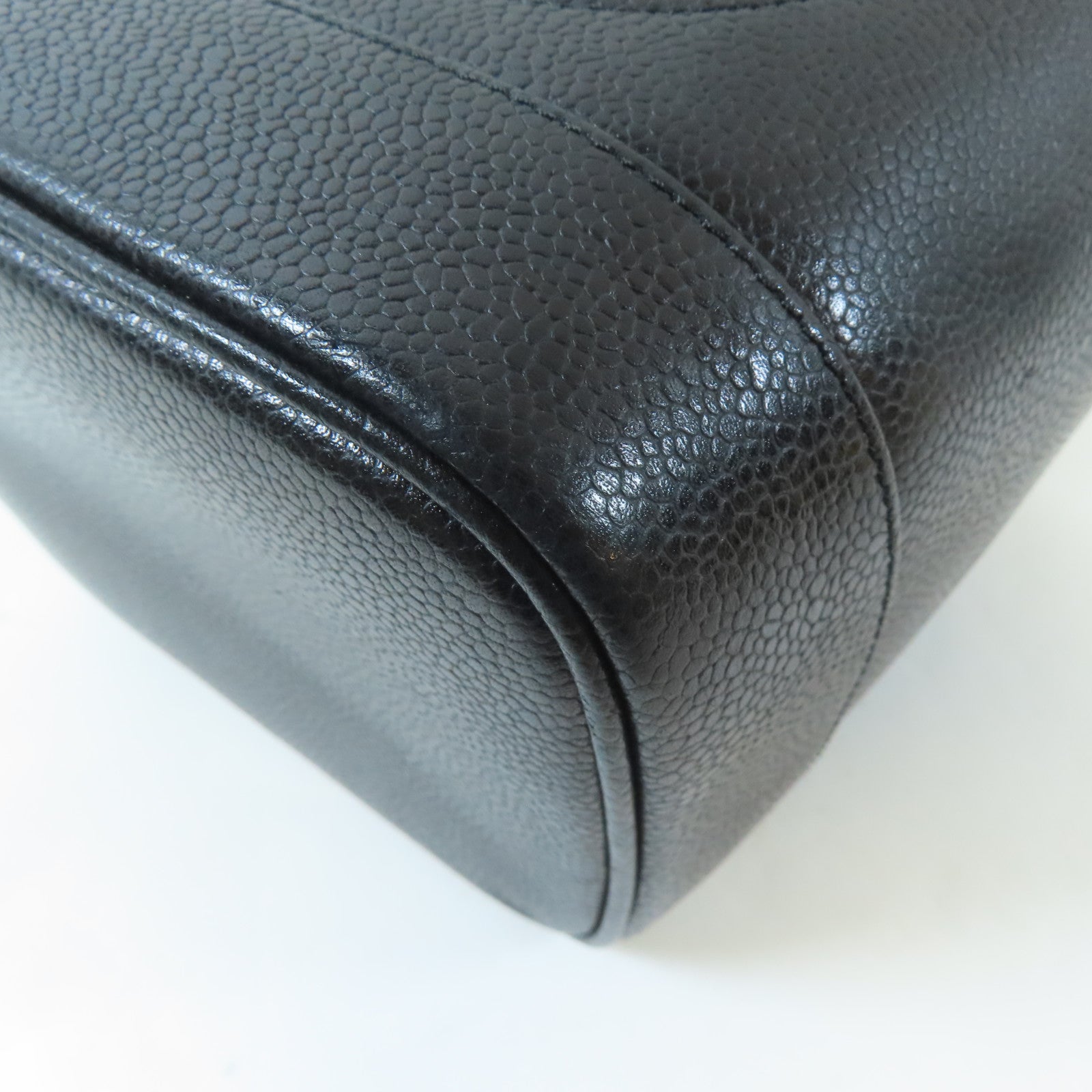 CHANEL 菱格Caviar皮革Vintage Vanity Bag金扣手挽袋黑色