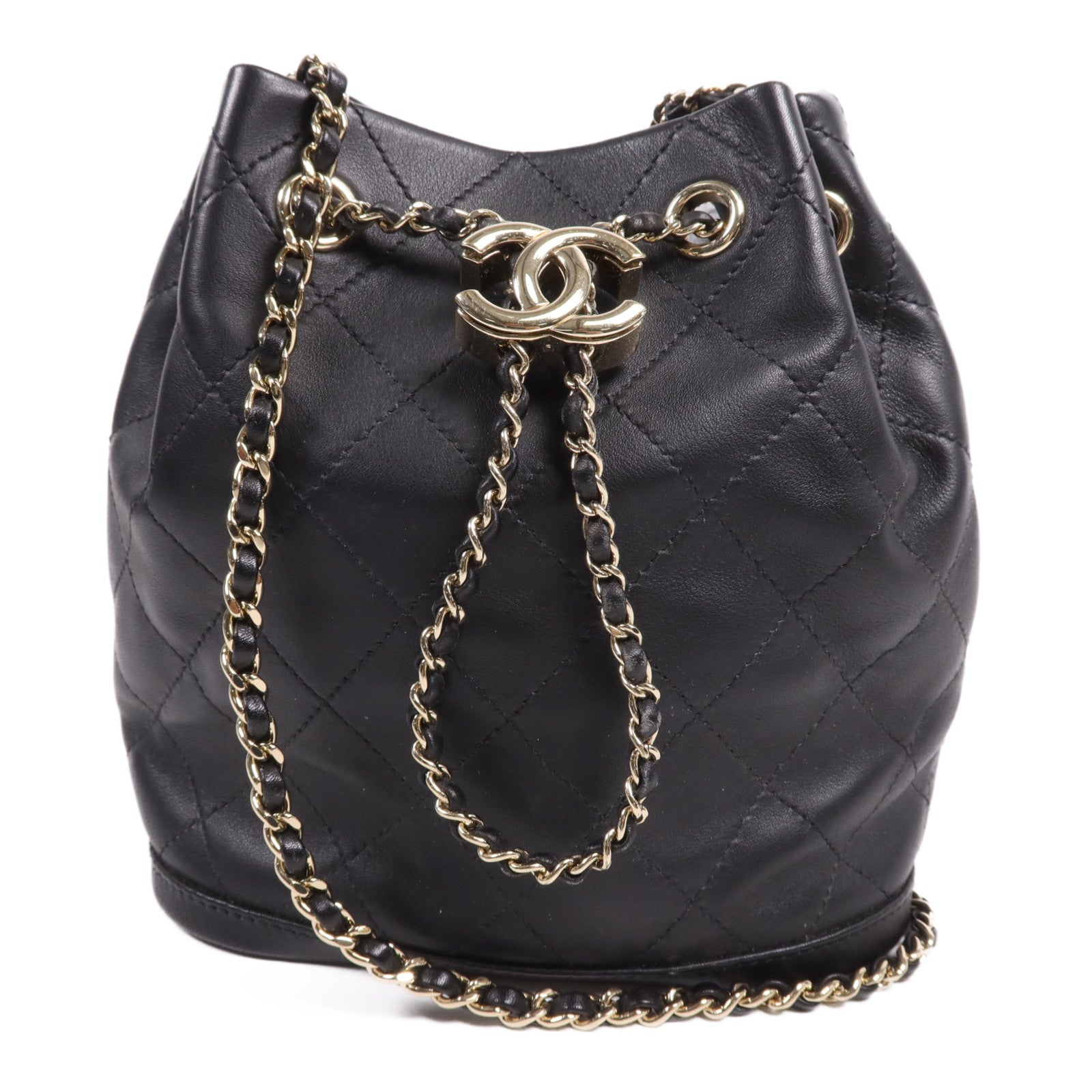 CHANEL 牛皮皮革Chain Shoulder Bag金扣鏈帶肩背袋