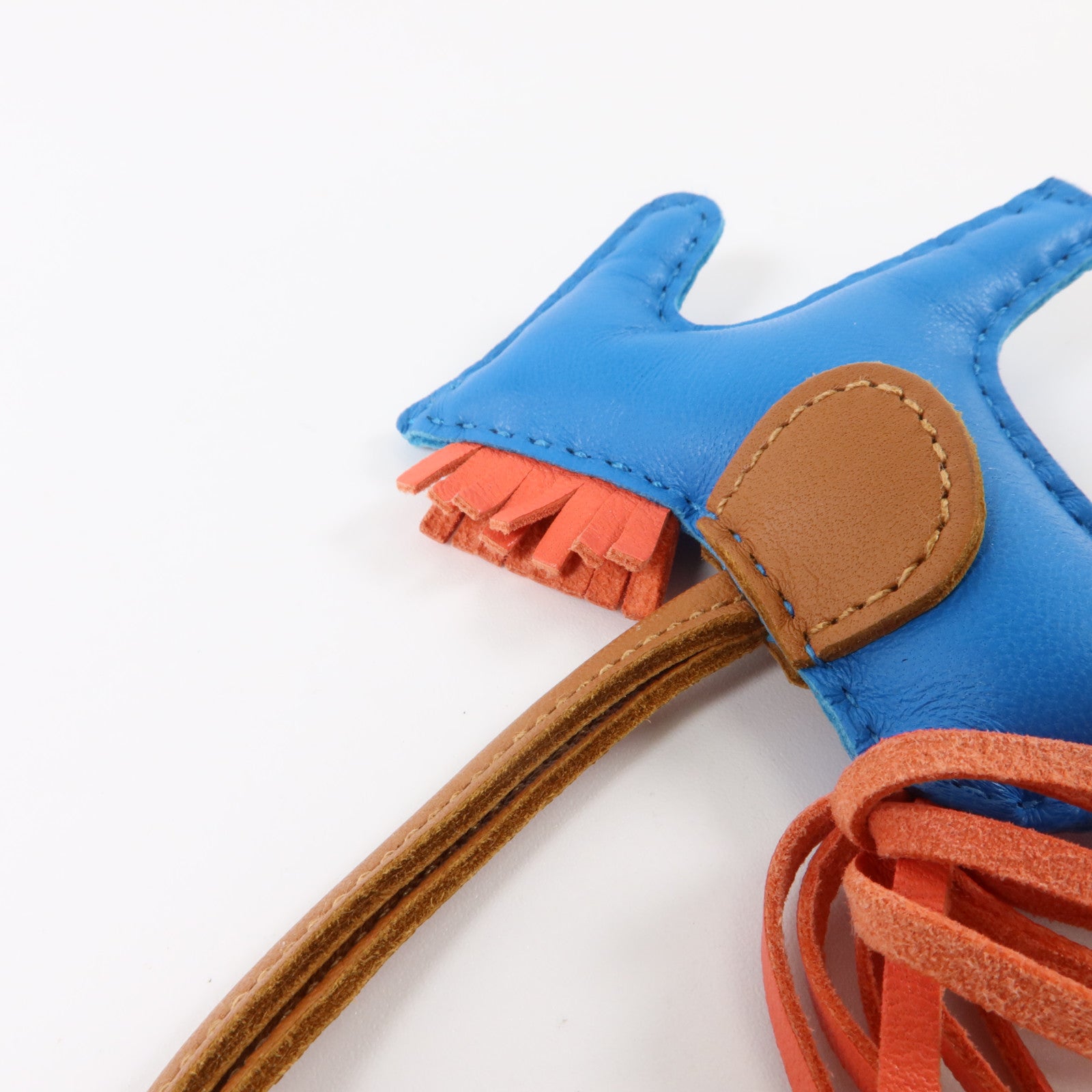 HERMES Milo皮革Rodeo PM掛飾Bleu Zanzibar/Gold/Rose Texas