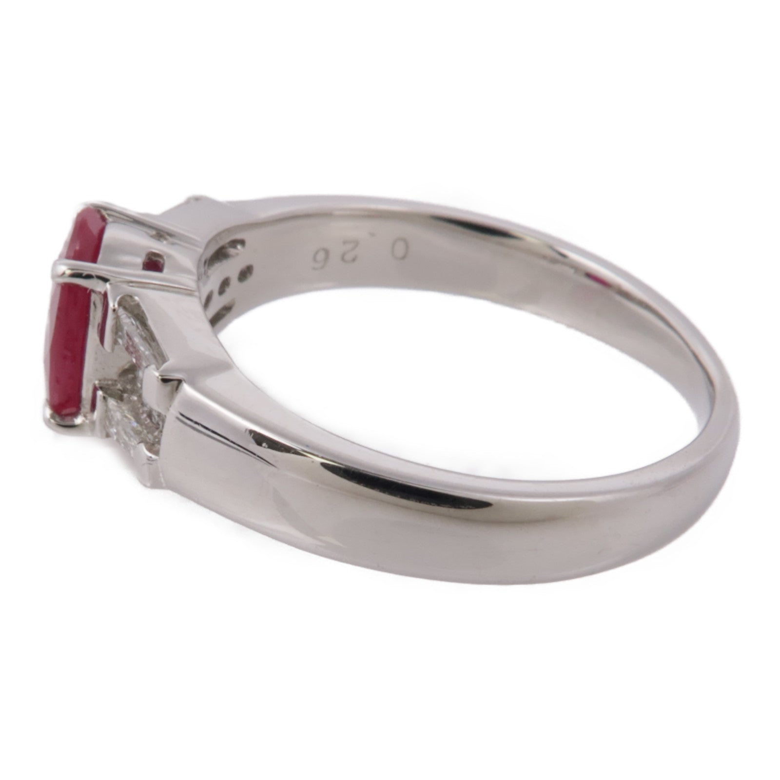 JEWELRY 【激減優惠】PT900鉑金Ruby Diamond Ring紅寶石/鑽石戒指US#7.25
