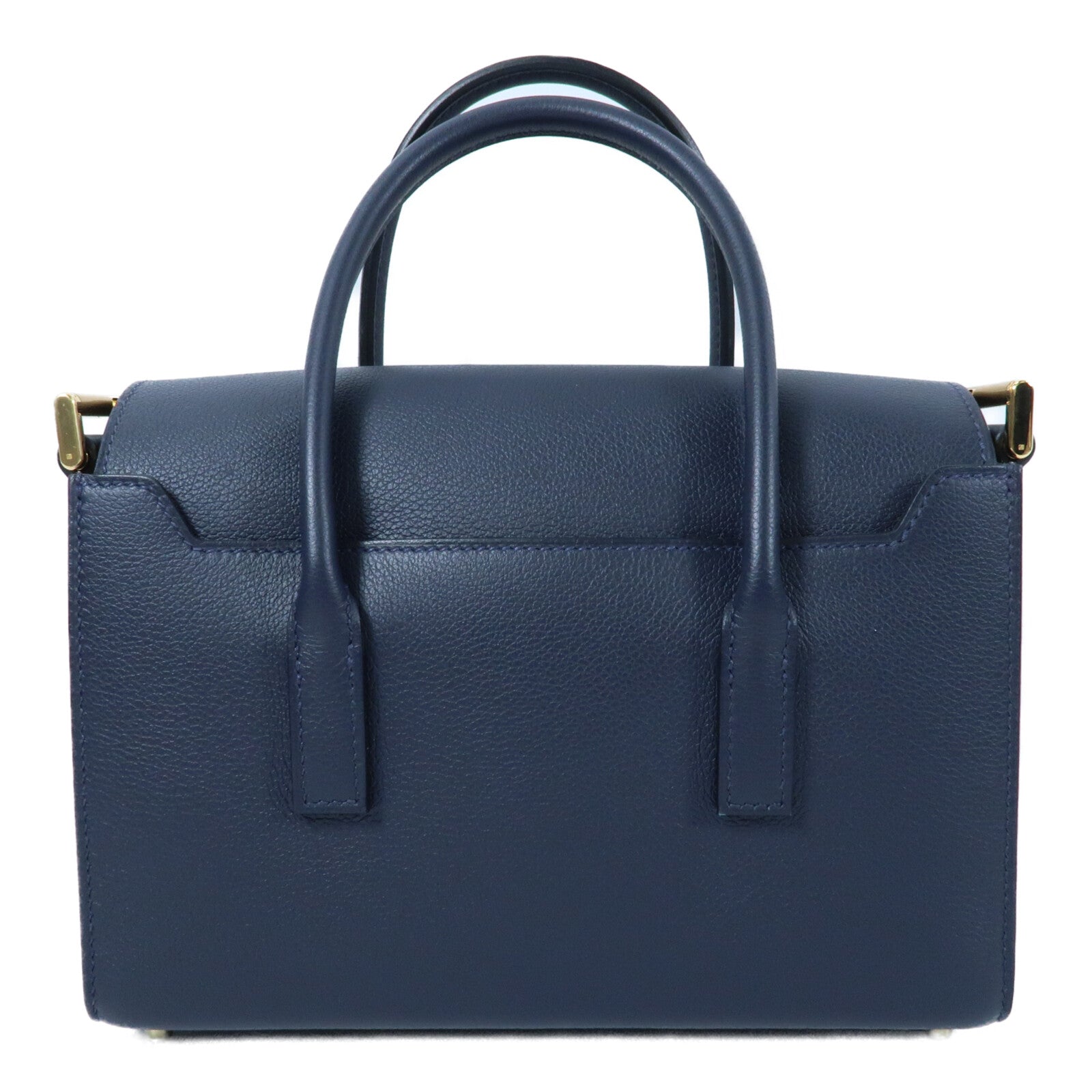 HERMES Evercolor皮革New Drag II金扣手挽肩背兩用袋Bleu Nuit