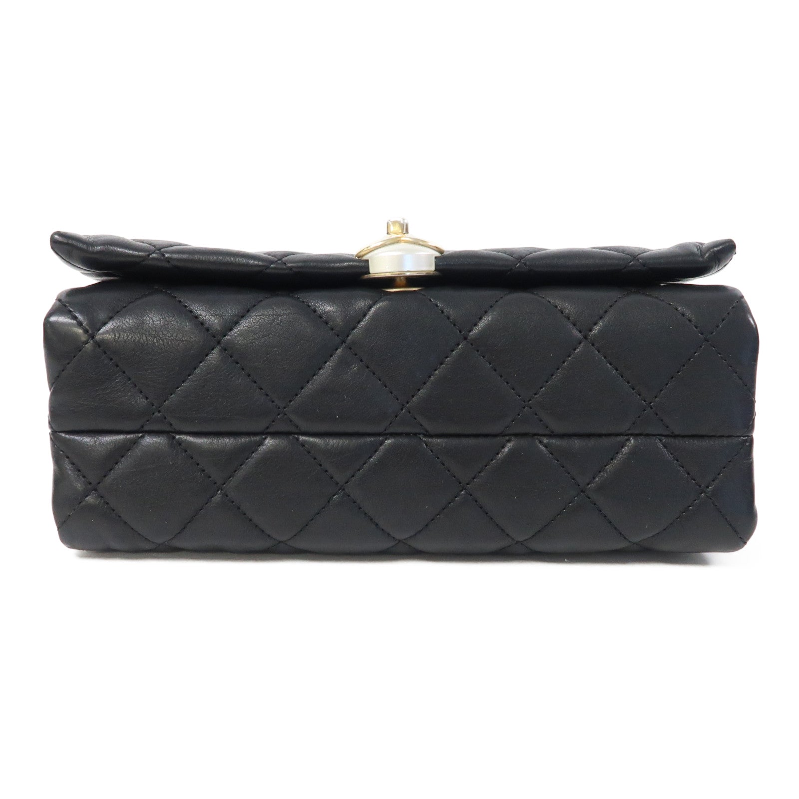CHANEL 【激減優惠】菱格牛皮皮革Accordion Pearl CC Flap金扣鏈帶肩背袋黑色
