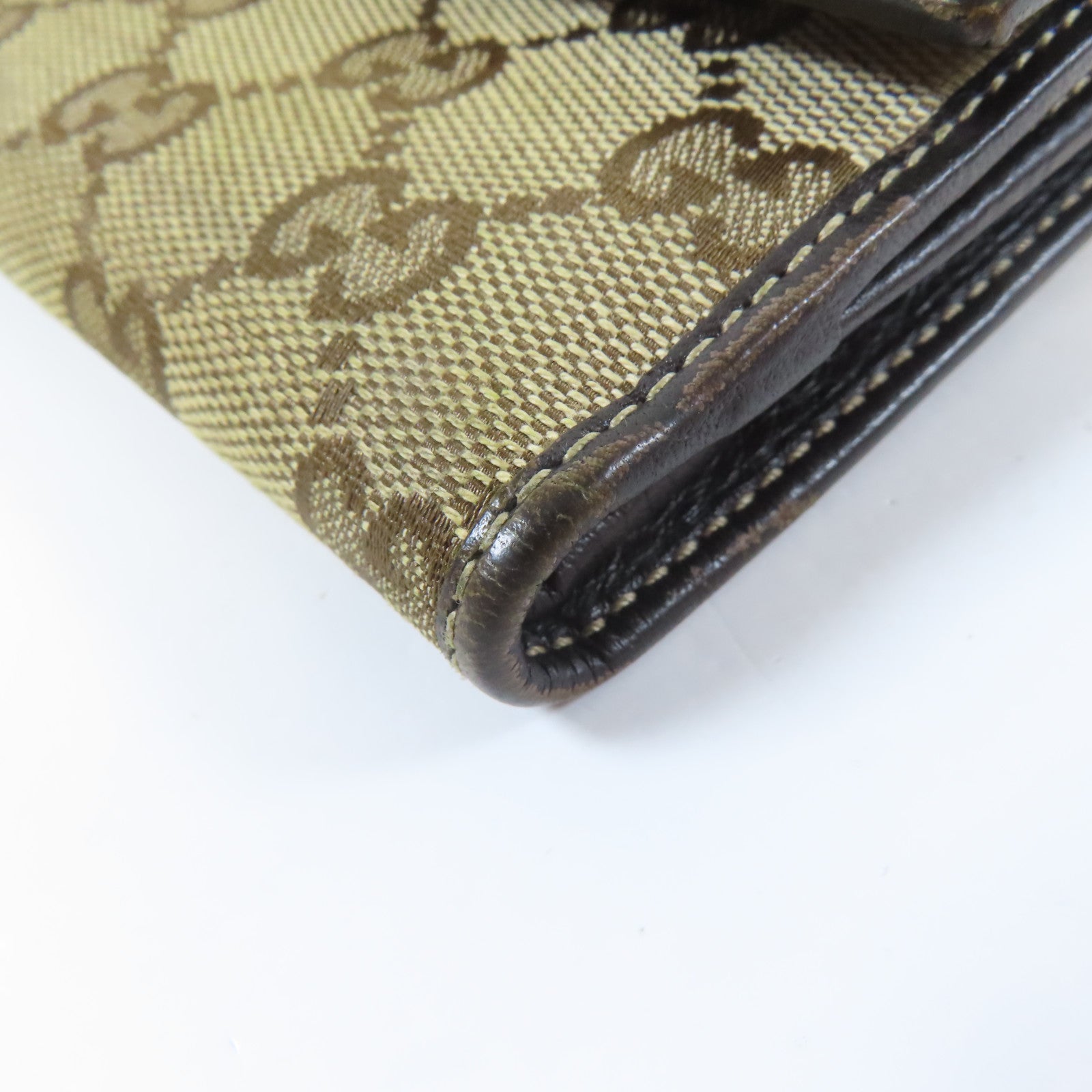GUCCI 帆布Double Hook Wallet金扣錢包啡色