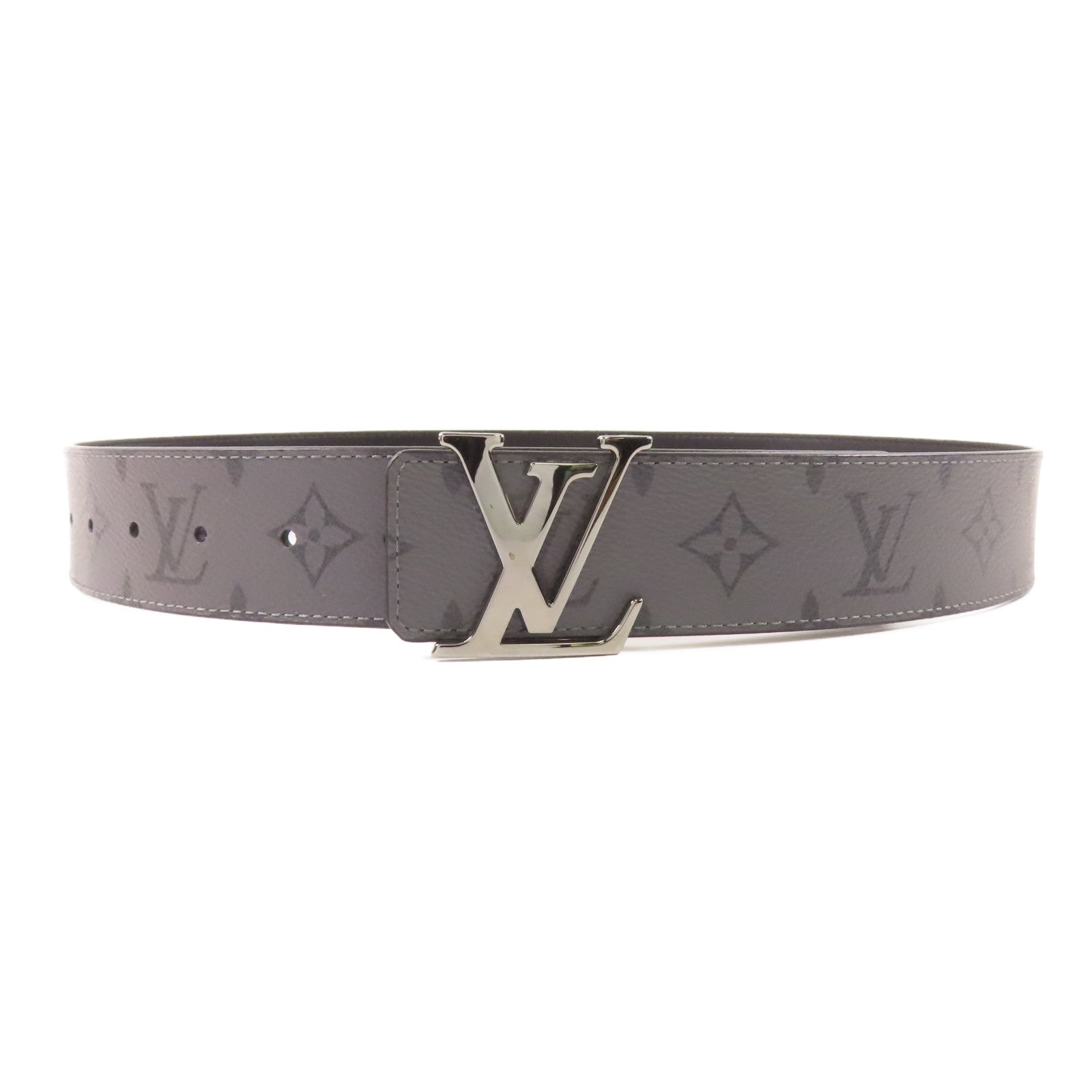LOUIS VUITTON Monogram Eclipse Reverse銀扣皮帶