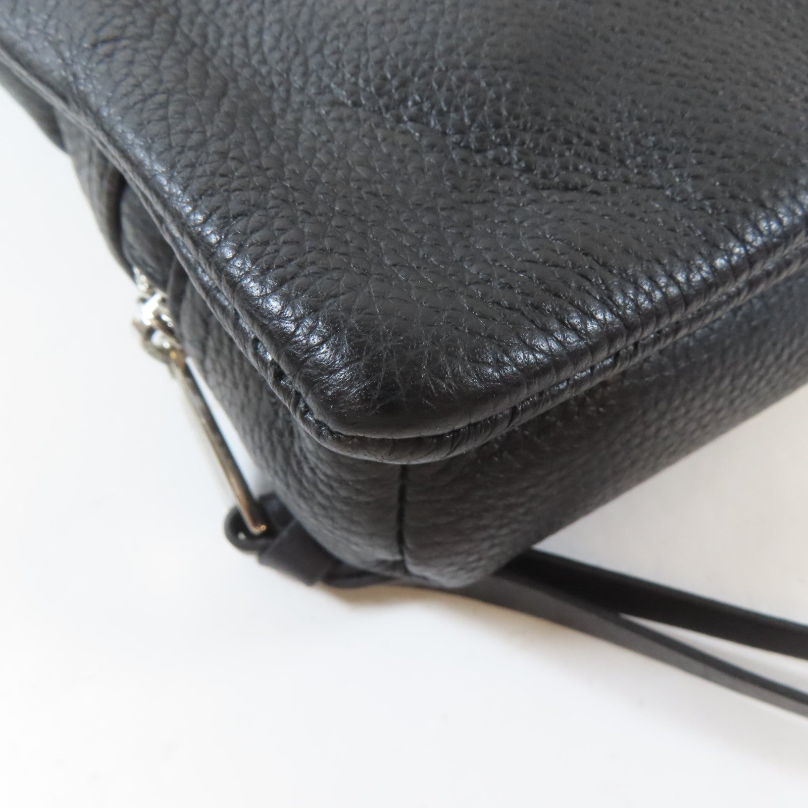 D&G 牛皮皮革Shoulder Bag銀扣肩背袋黑色