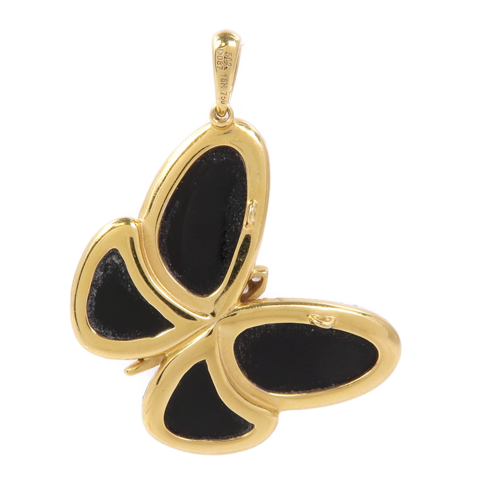 JEWELRY 18K黃金Black Onyx/Diamond Pendant Top黑瑪瑙/鑽石吊墜