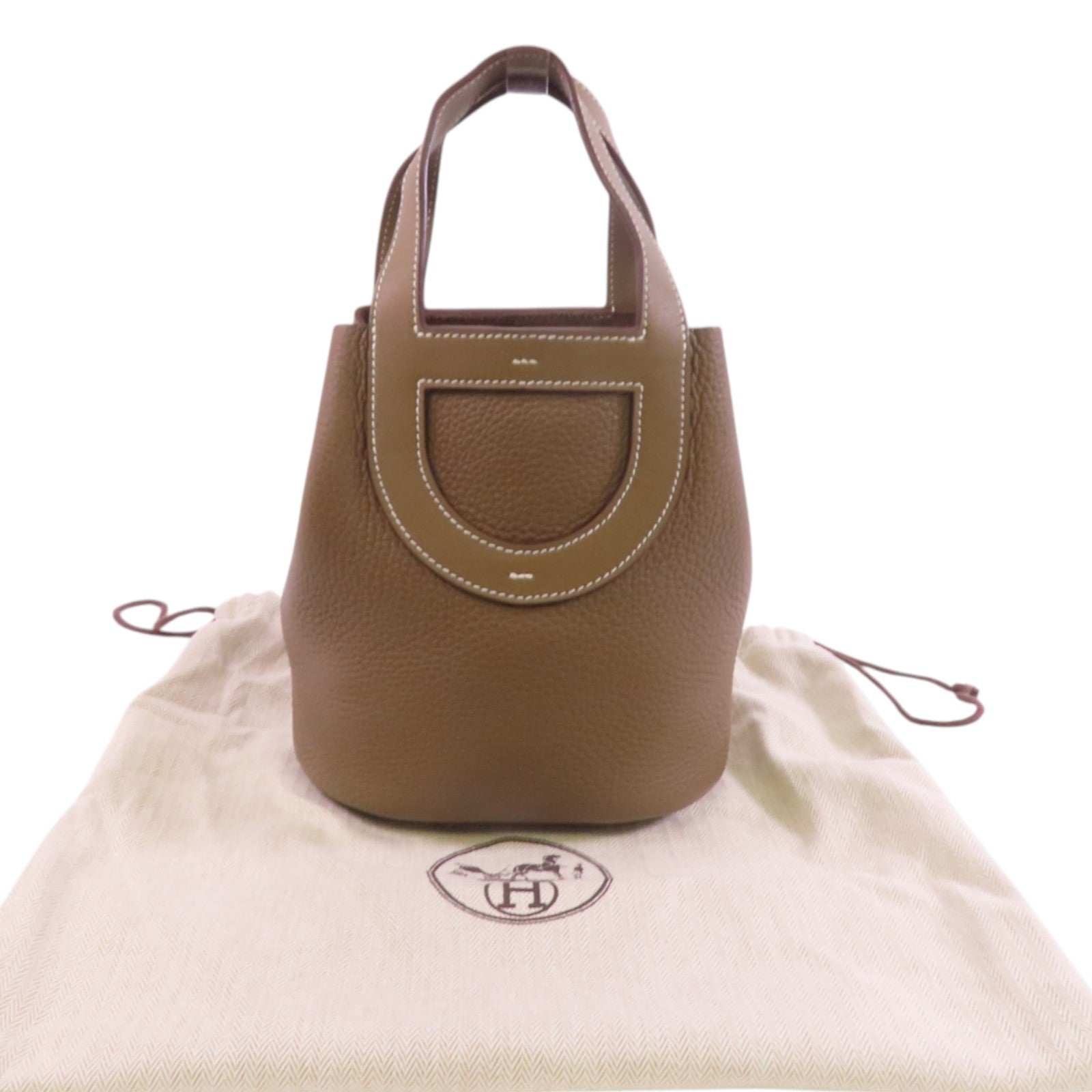 HERMES Clemence皮革In The Loop 18金扣手挽袋