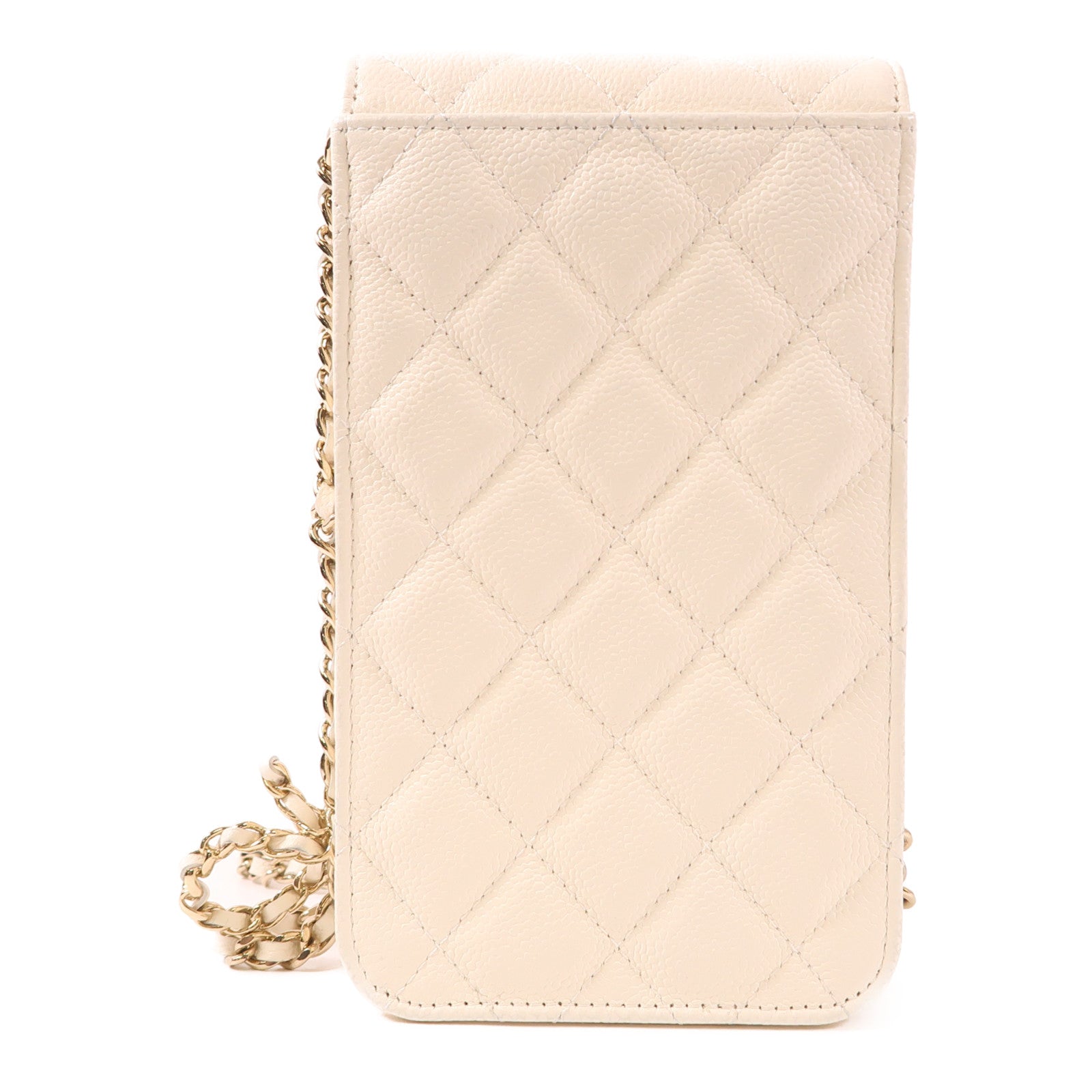 CHANEL 牛皮皮革Phone Case金扣鏈帶肩背袋