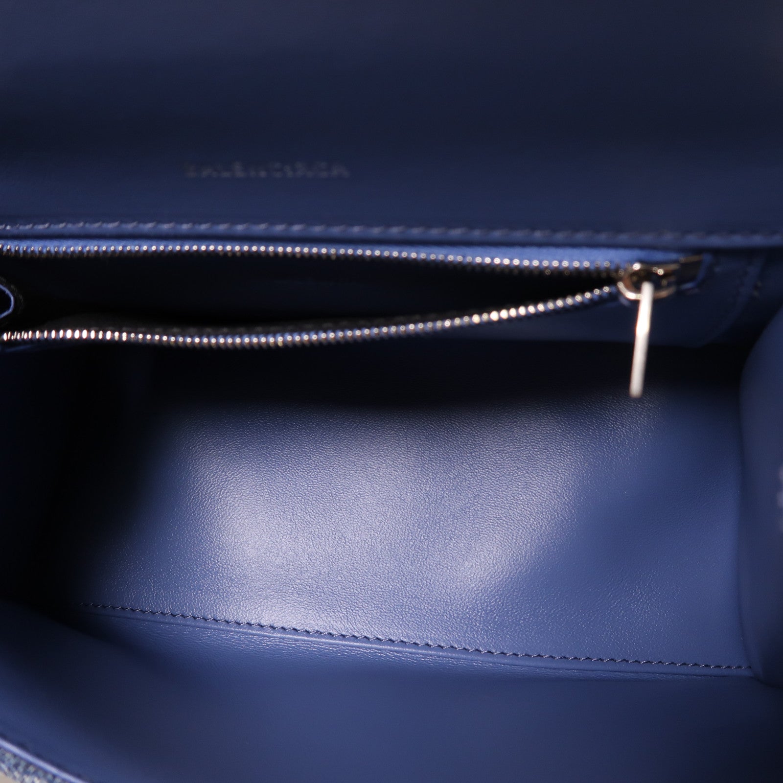 BALENCIAGA 牛仔布Hourglass XS銀扣手挽肩背兩用袋藍色