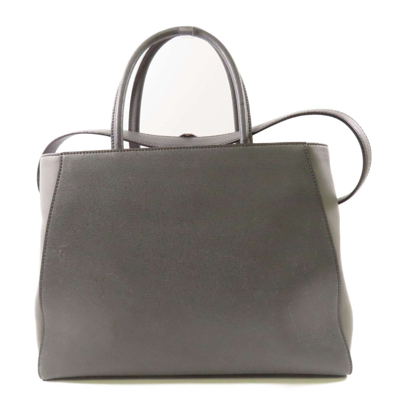 FENDI GHW 2 Jours 2 Way Shoulder Bag 8BH250 Calfskin Leather Grey