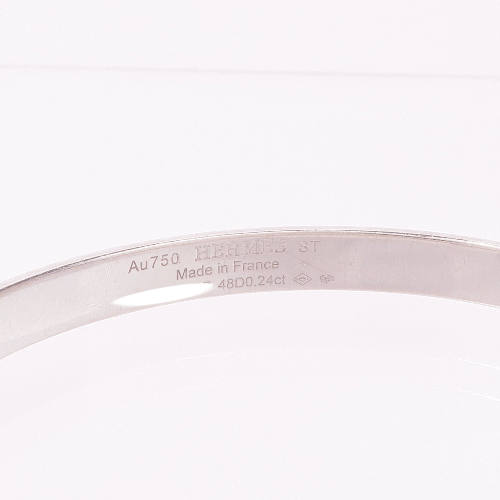 HERMES 18K白金Collier De Chien Bangle手鐲