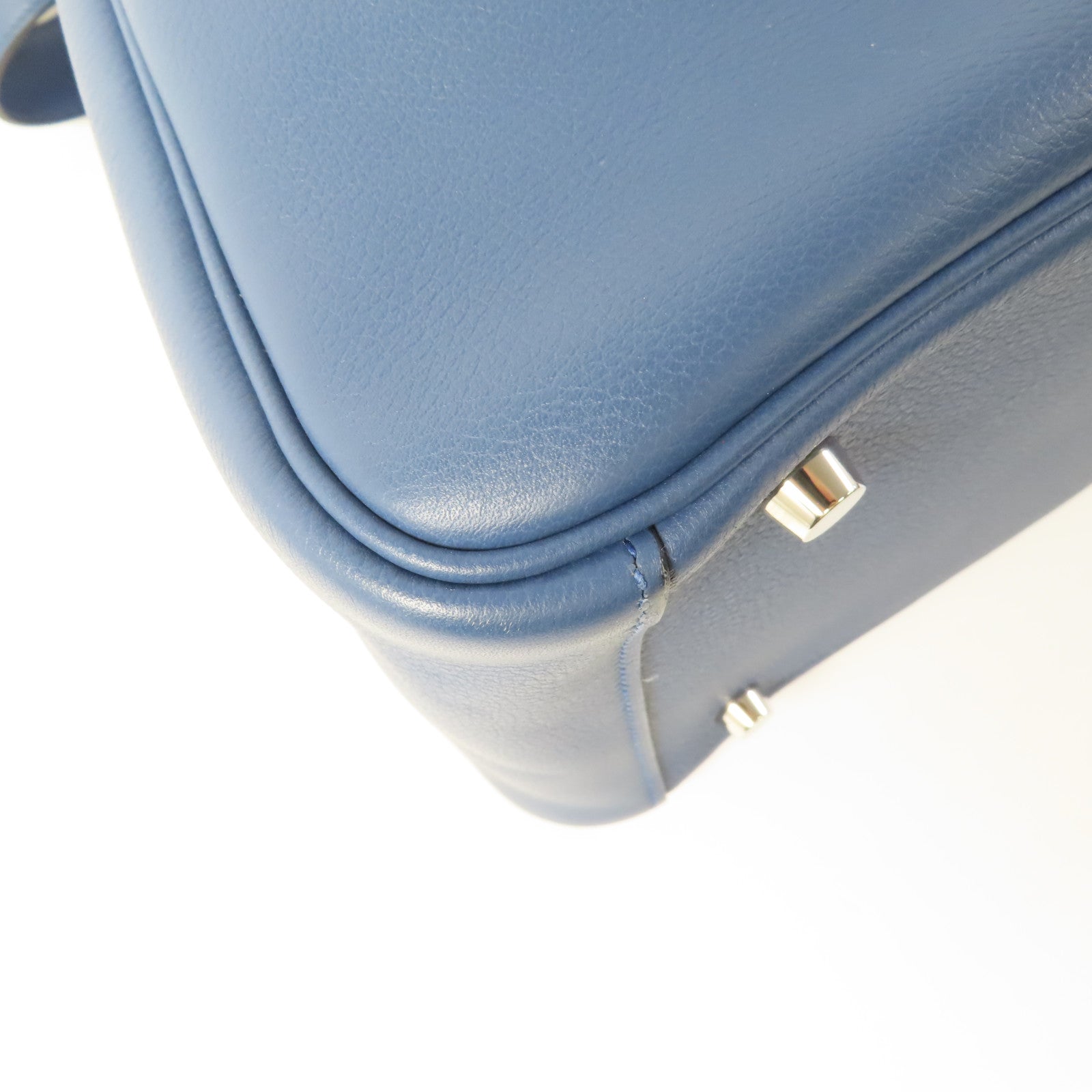HERMES PHW Lindy 30 2way Shoulder Bag Evercolor Bleu Agate