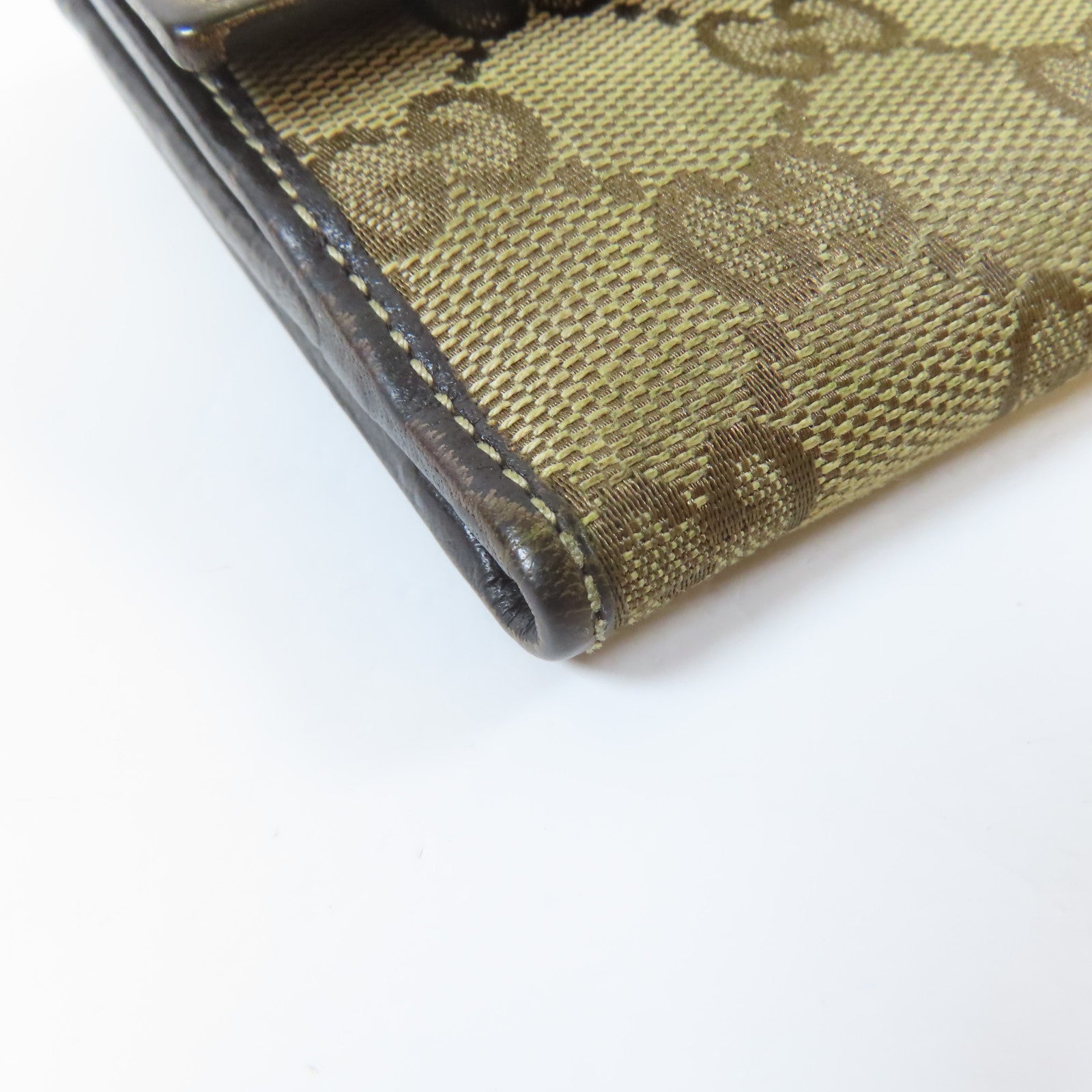 GUCCI 帆布Double Hook Wallet金扣錢包啡色