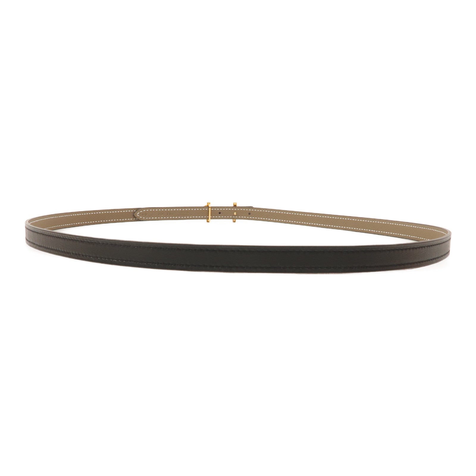 HERMES Epsom/Swift皮革Gamma Reversible Belt皮帶Etoupe/Noir