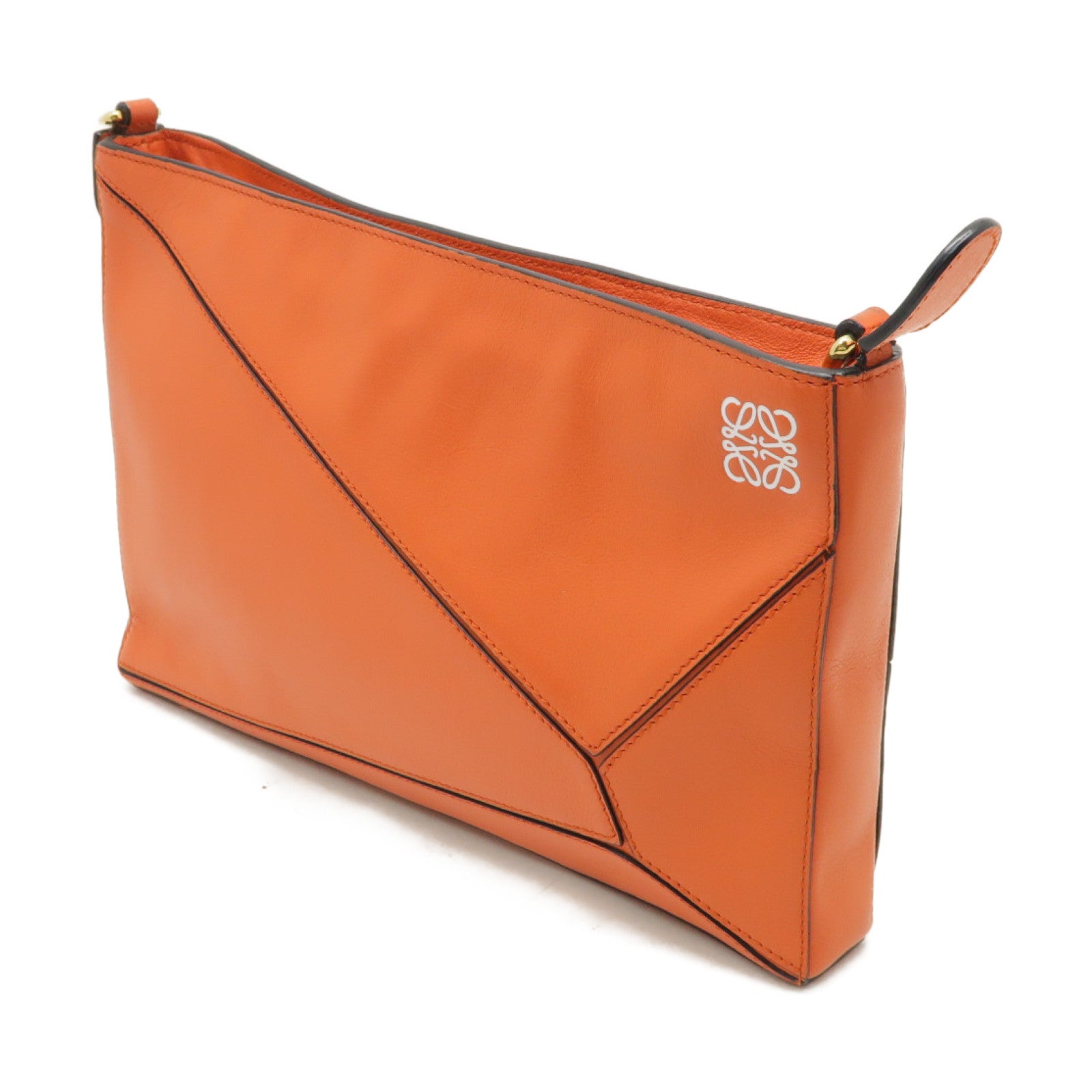 LOEWE 【激減優惠】牛皮皮革Puzzle Pouch金扣肩背袋橙色