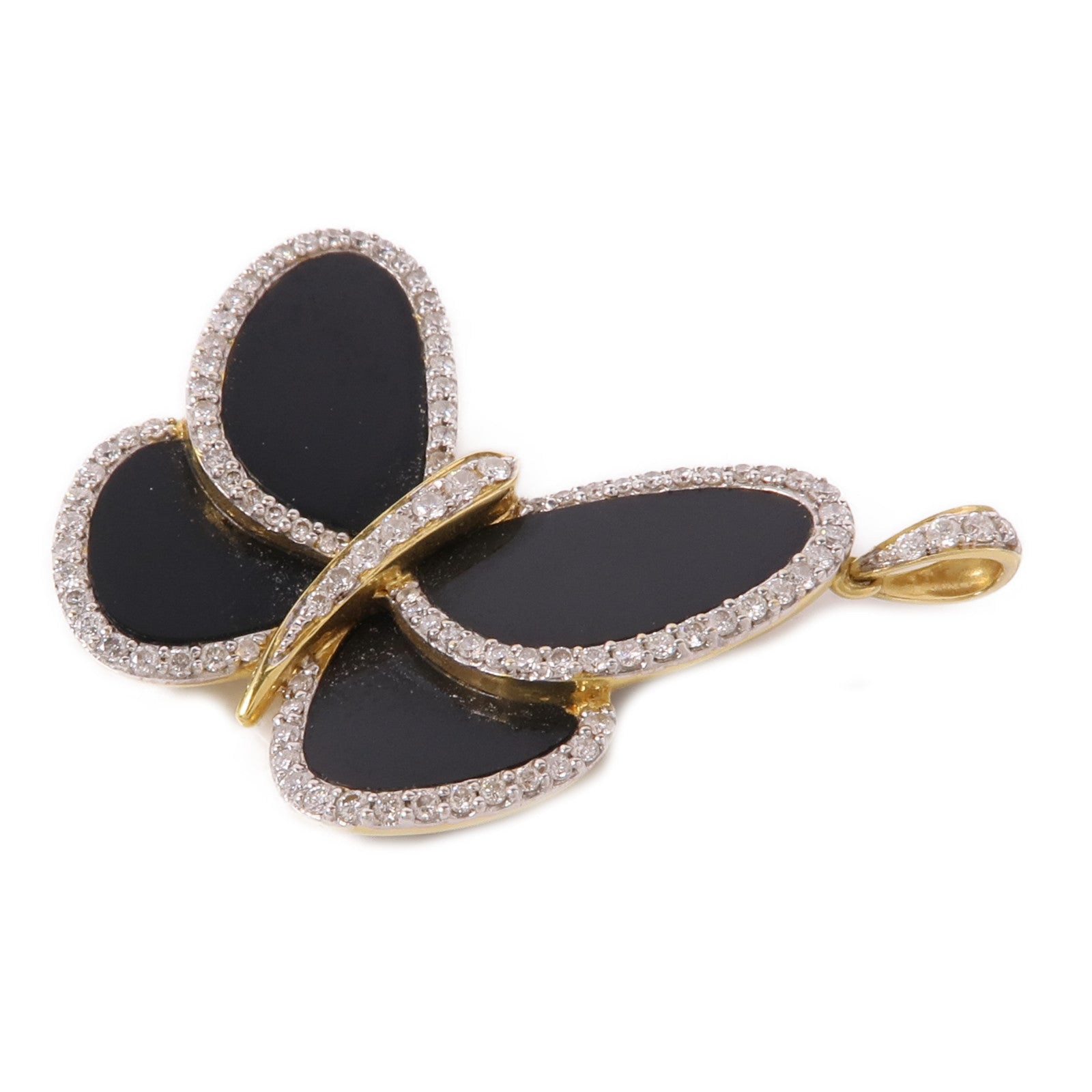 JEWELRY 18K黃金Black Onyx/Diamond Pendant Top黑瑪瑙/鑽石吊墜