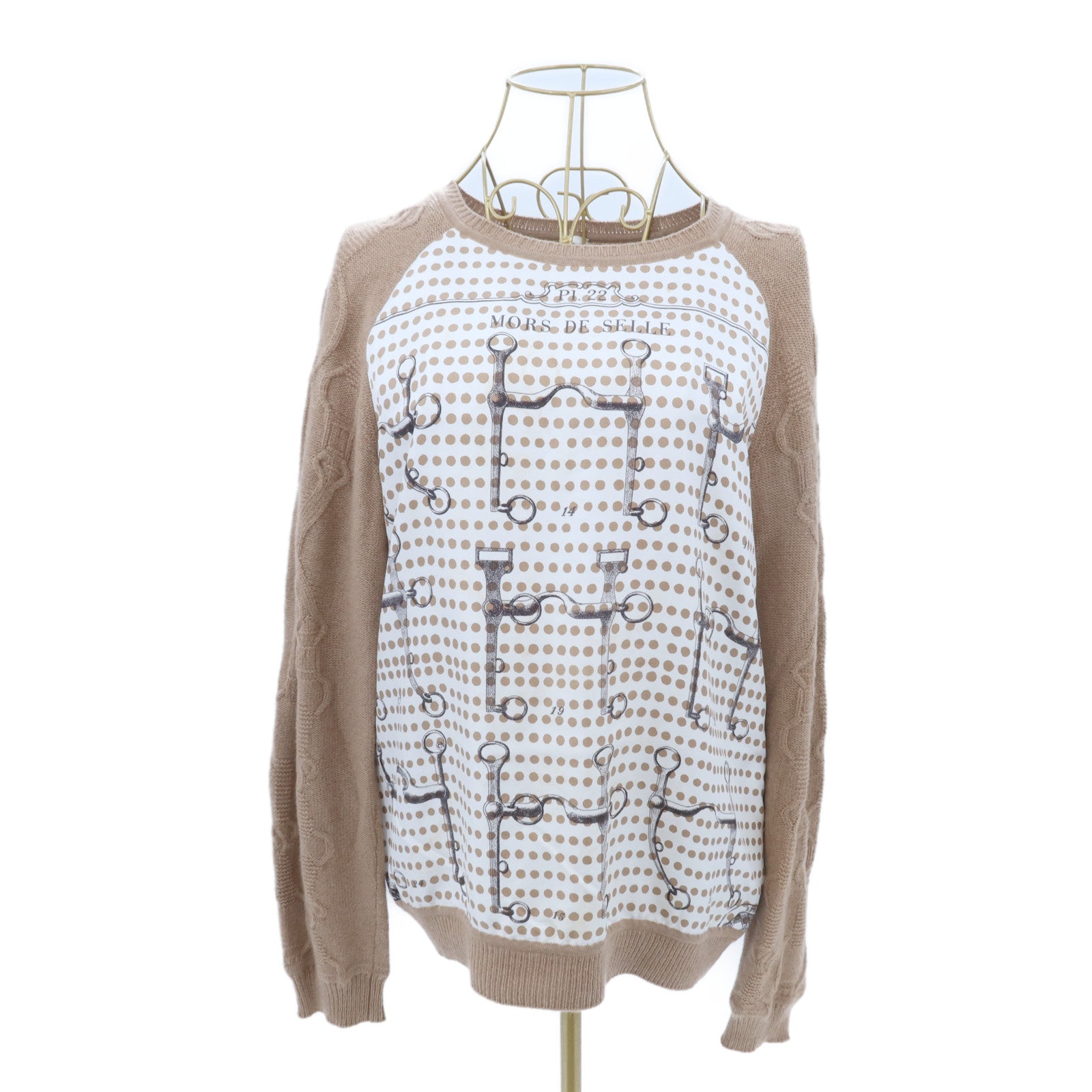 HERMES Camelhair/Silk Twillaine Long-Sleeve針織