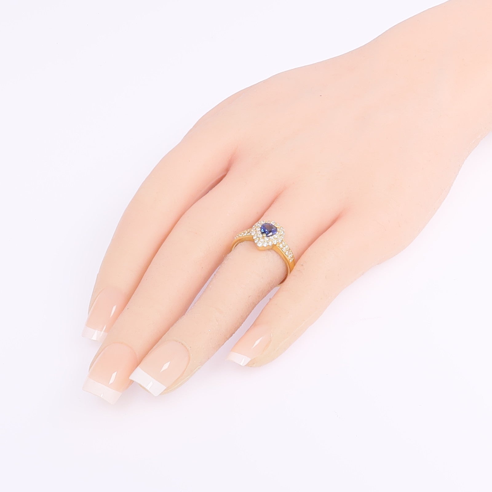 JEWELRY 【激減優惠】18K黃金Sapphire Diamond Ring藍寶石/鑽石戒指US#5.5