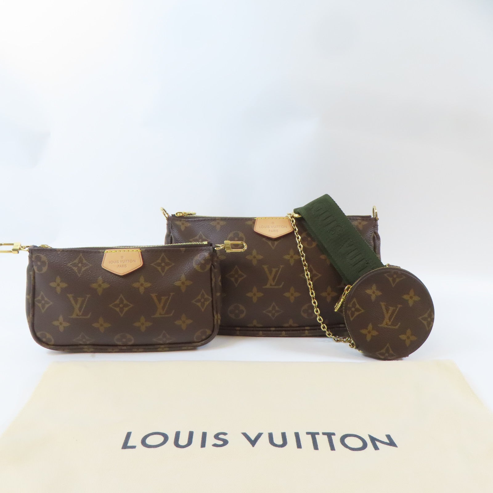 LOUIS VUITTON Monogram Multi Pochette金扣手挽肩背兩用袋啡色