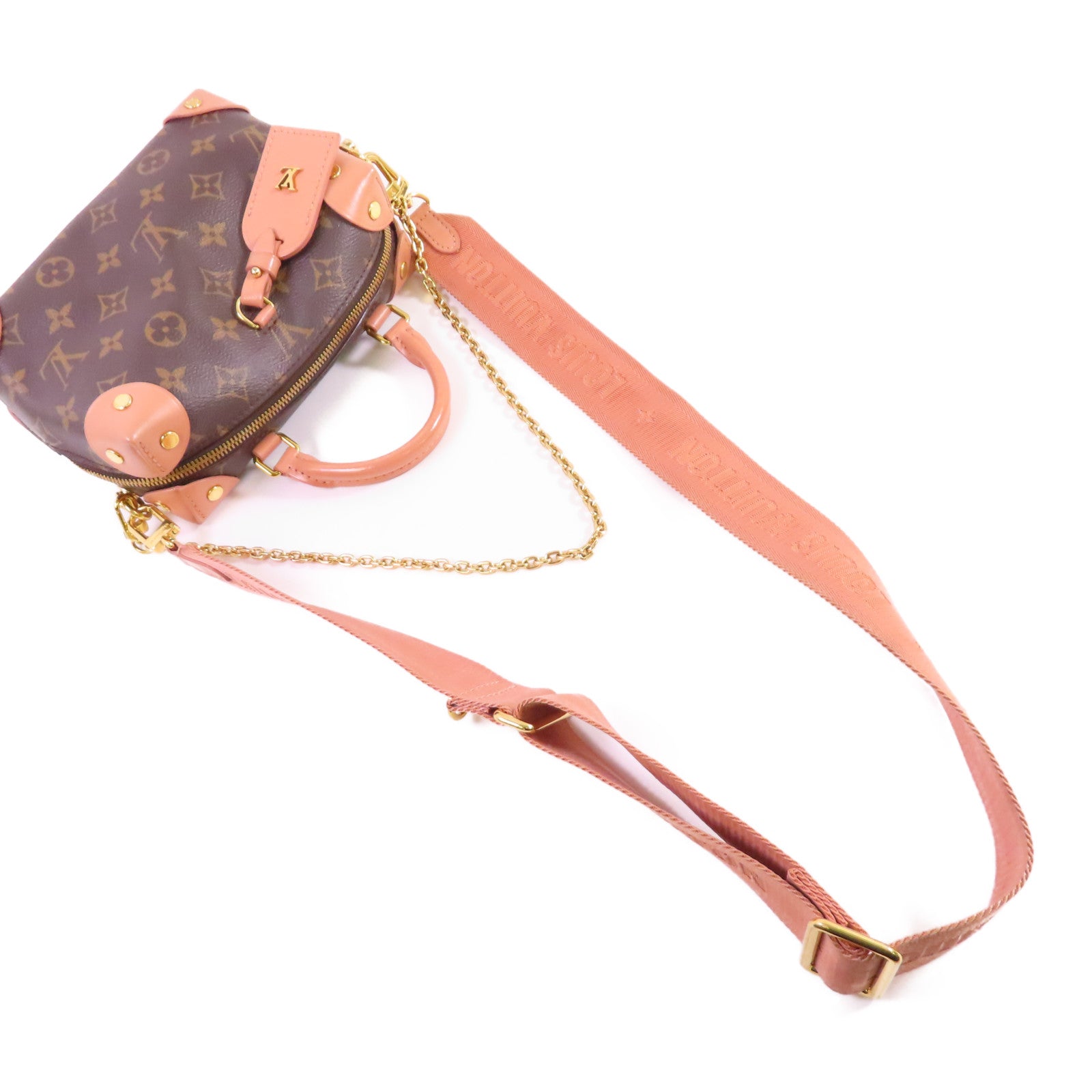 LOUIS VUITTON Monogram Petite Malle Souple 2Way Shoulder Bag金扣手挽肩帶兩用袋