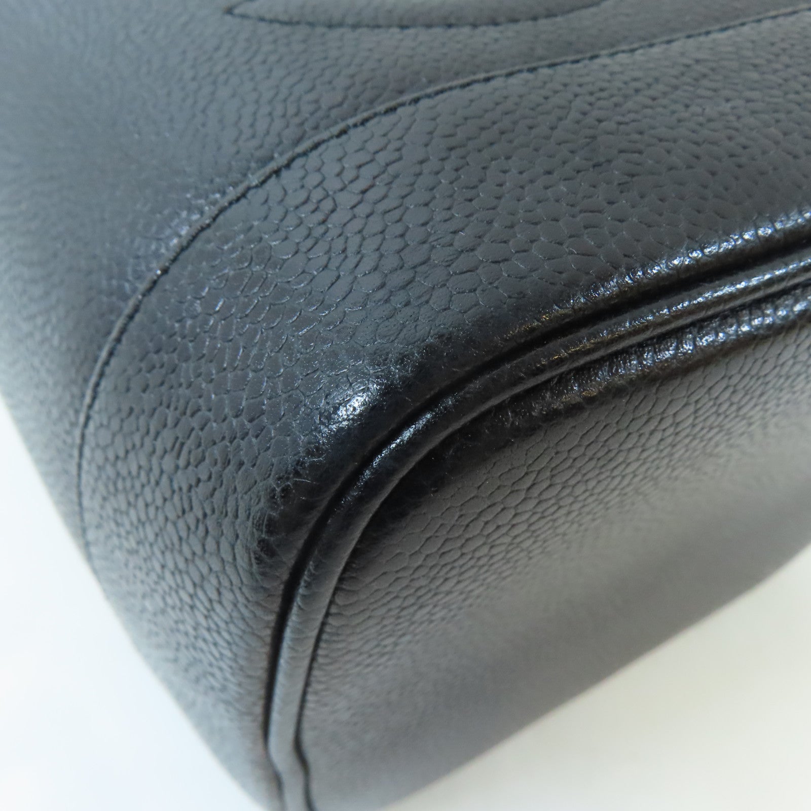CHANEL 菱格Caviar皮革Vintage Vanity Bag金扣手挽袋黑色