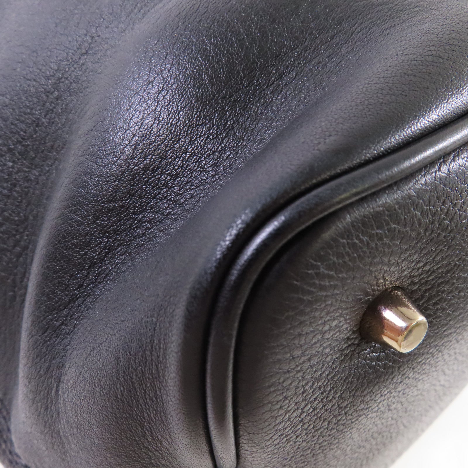 BURBERRY 【激減優惠】牛皮皮革Bucket 2Way Bag銀扣手挽肩背兩用袋黑色