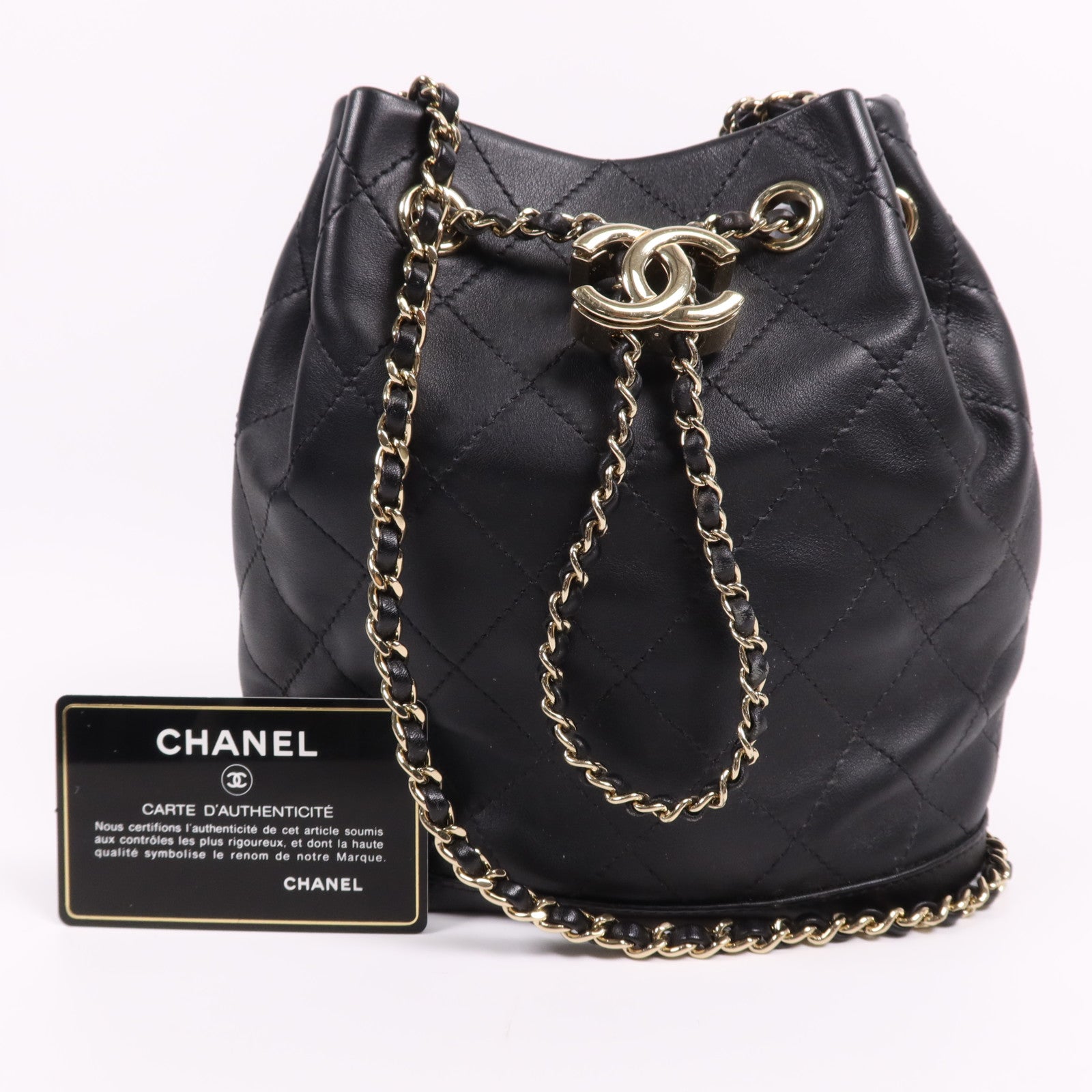 CHANEL 牛皮皮革Chain Shoulder Bag金扣鏈帶肩背袋
