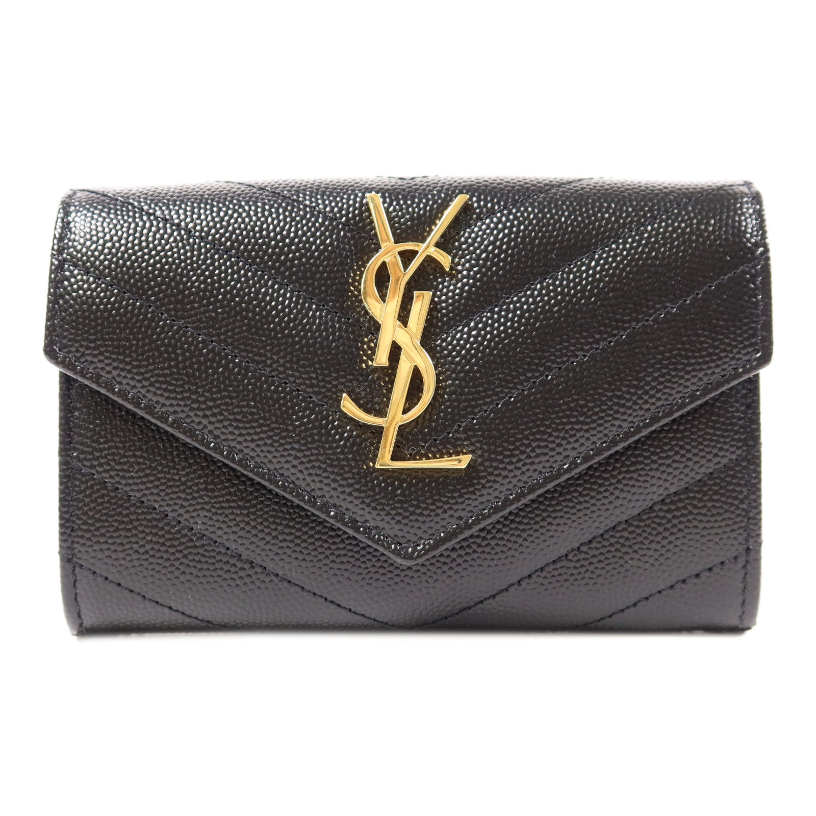 SAINT LAURENT 皮革Cassandre Matelasse Small金扣錢包