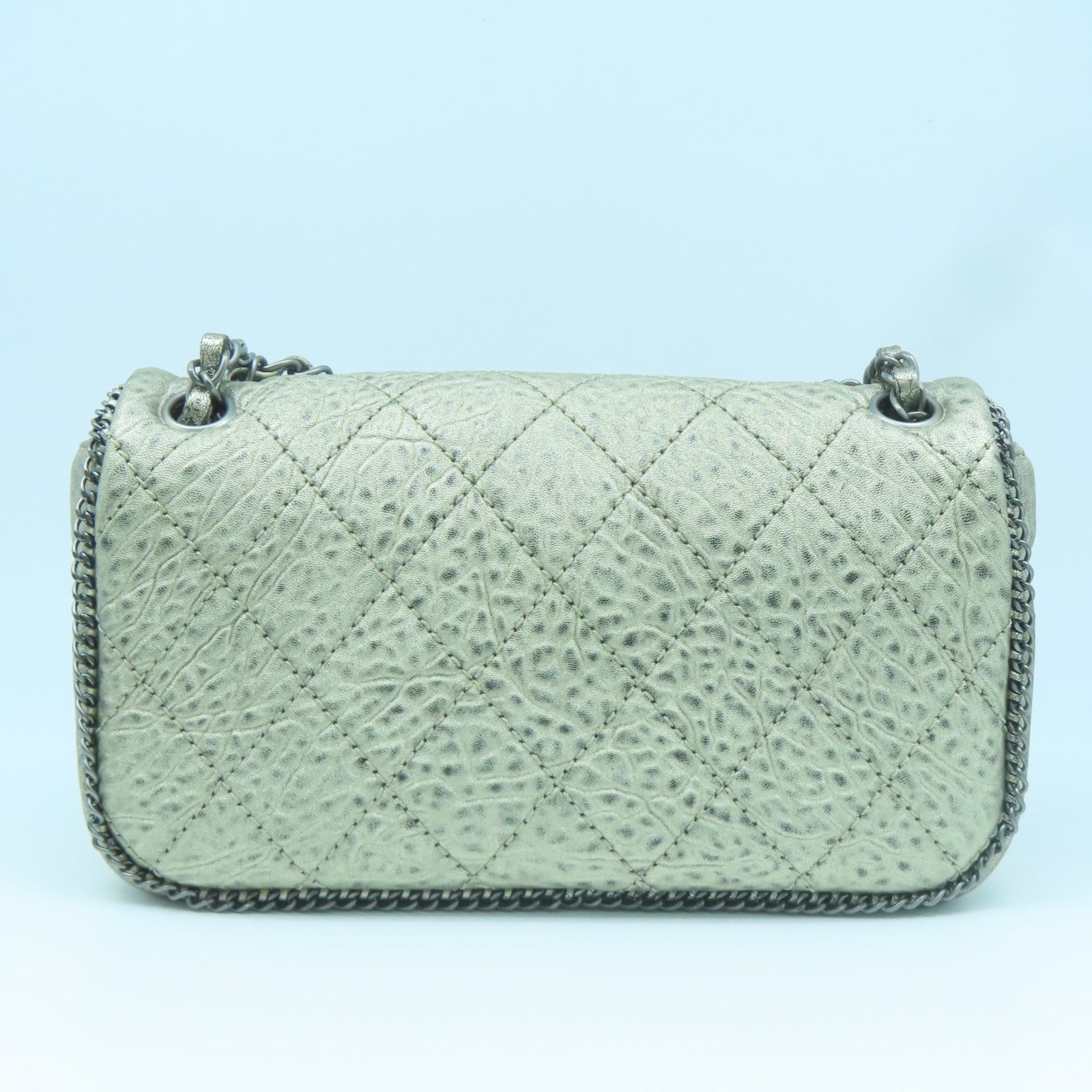 CHANEL rhombic cowhide leather Chain Shoulder Bag silver buckle chain shoulder bag gold