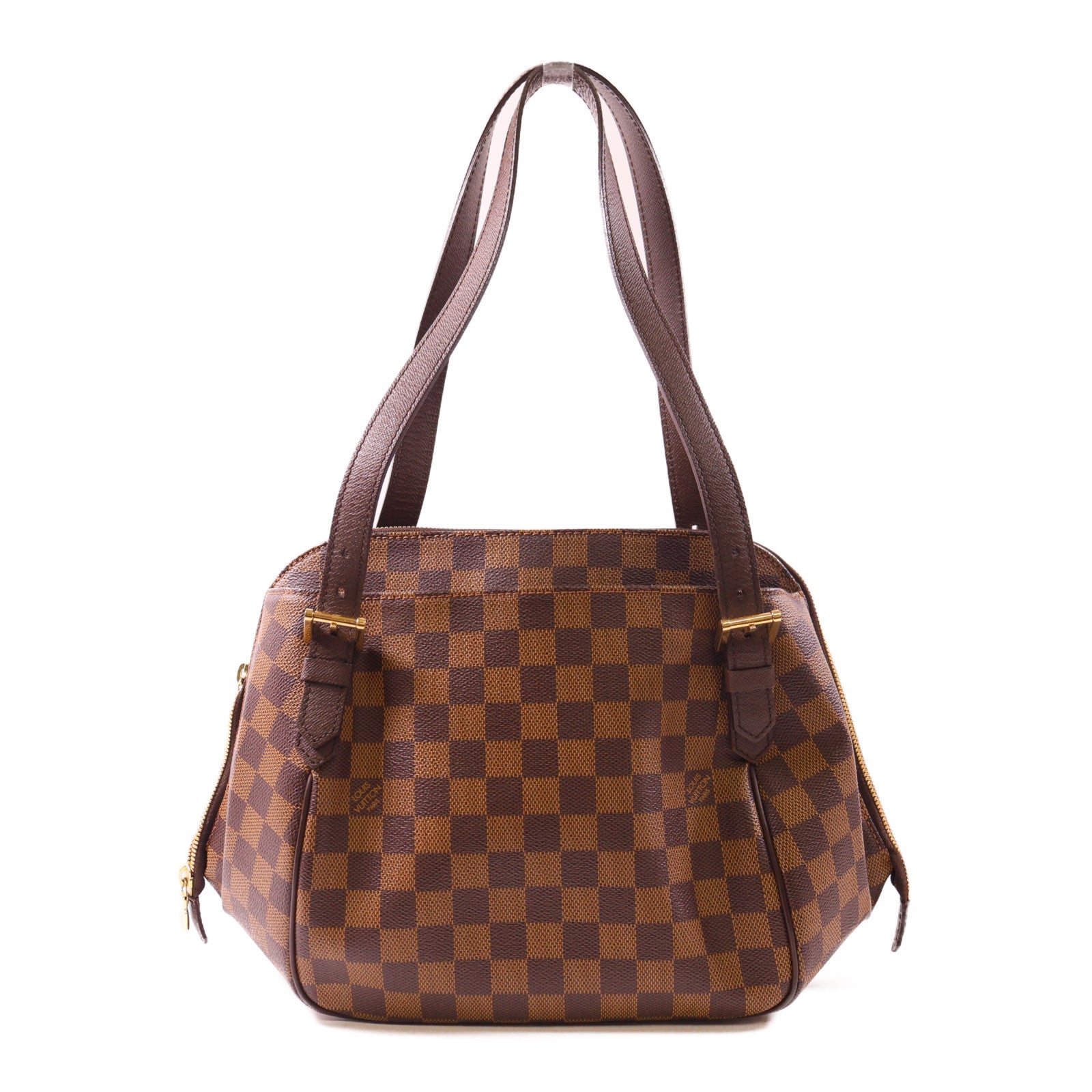 LOUIS VUITTON Damier Belem MM金扣肩背袋棕色