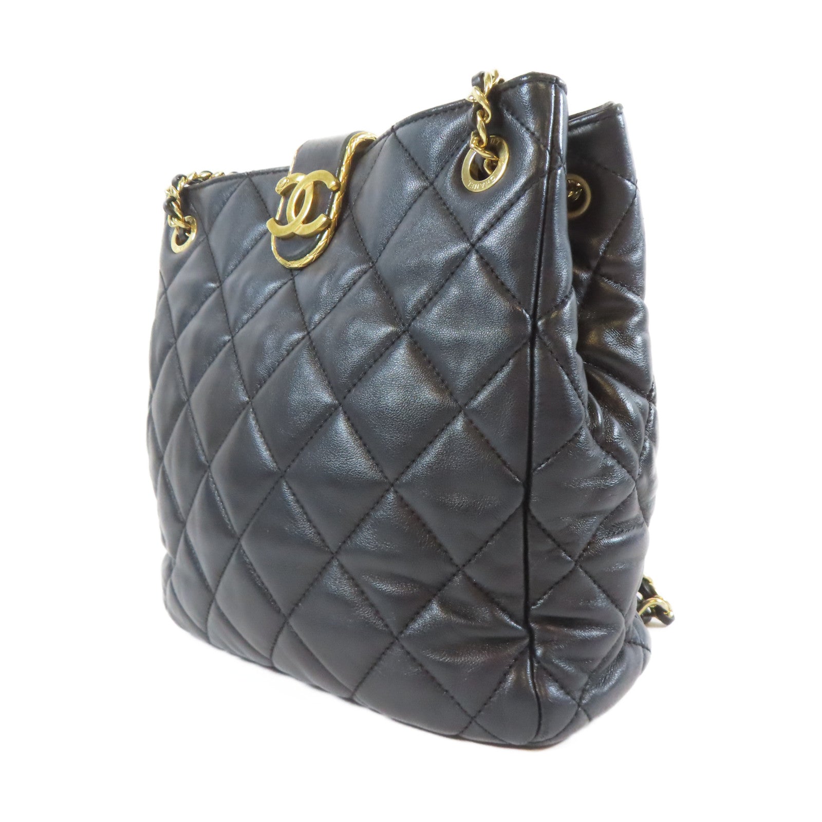 CHANEL 【激減優惠】菱格羊皮皮革Chain Shoulder Bag金扣鏈帶肩背袋深藍色