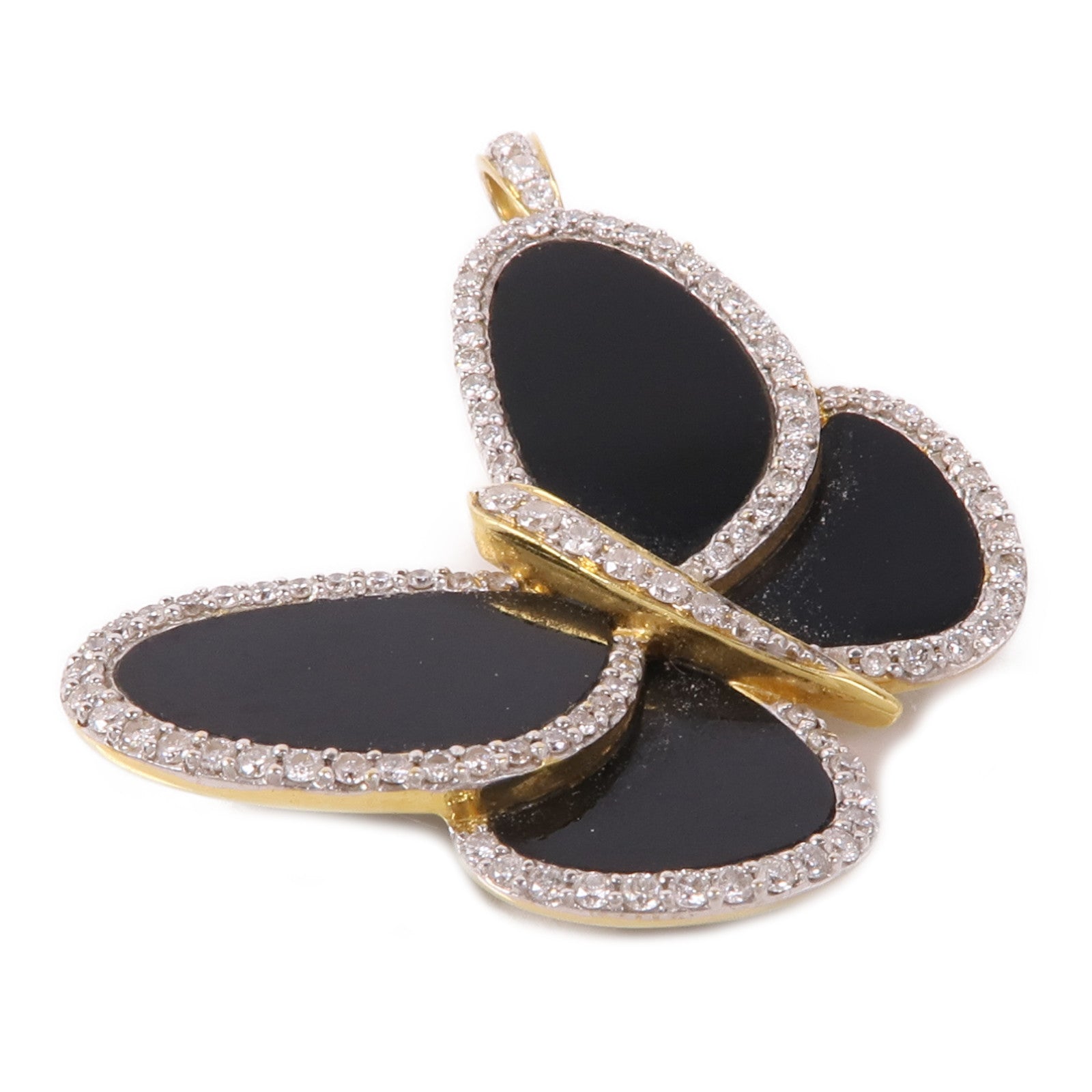 JEWELRY 18K黃金Black Onyx/Diamond Pendant Top黑瑪瑙/鑽石吊墜