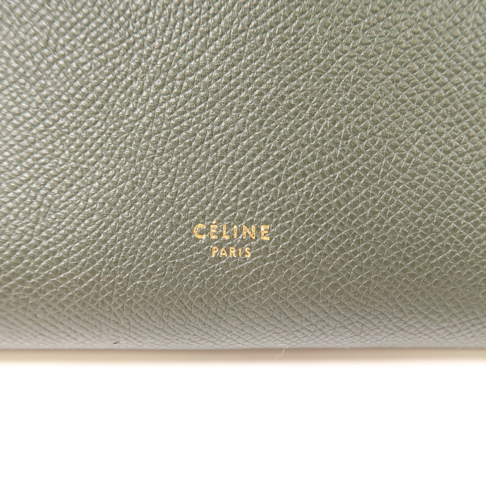 CELINE 牛皮皮革Mini Belt Bag金扣手挽肩背兩用袋深綠色