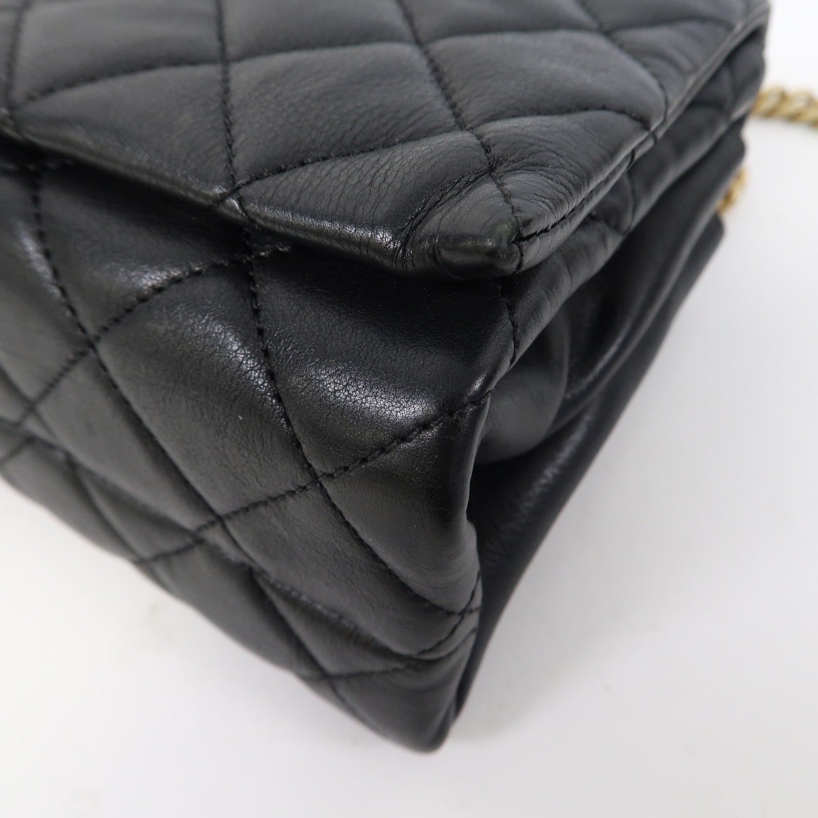 CHANEL 【激減優惠】菱格牛皮皮革Accordion Pearl CC Flap金扣鏈帶肩背袋黑色
