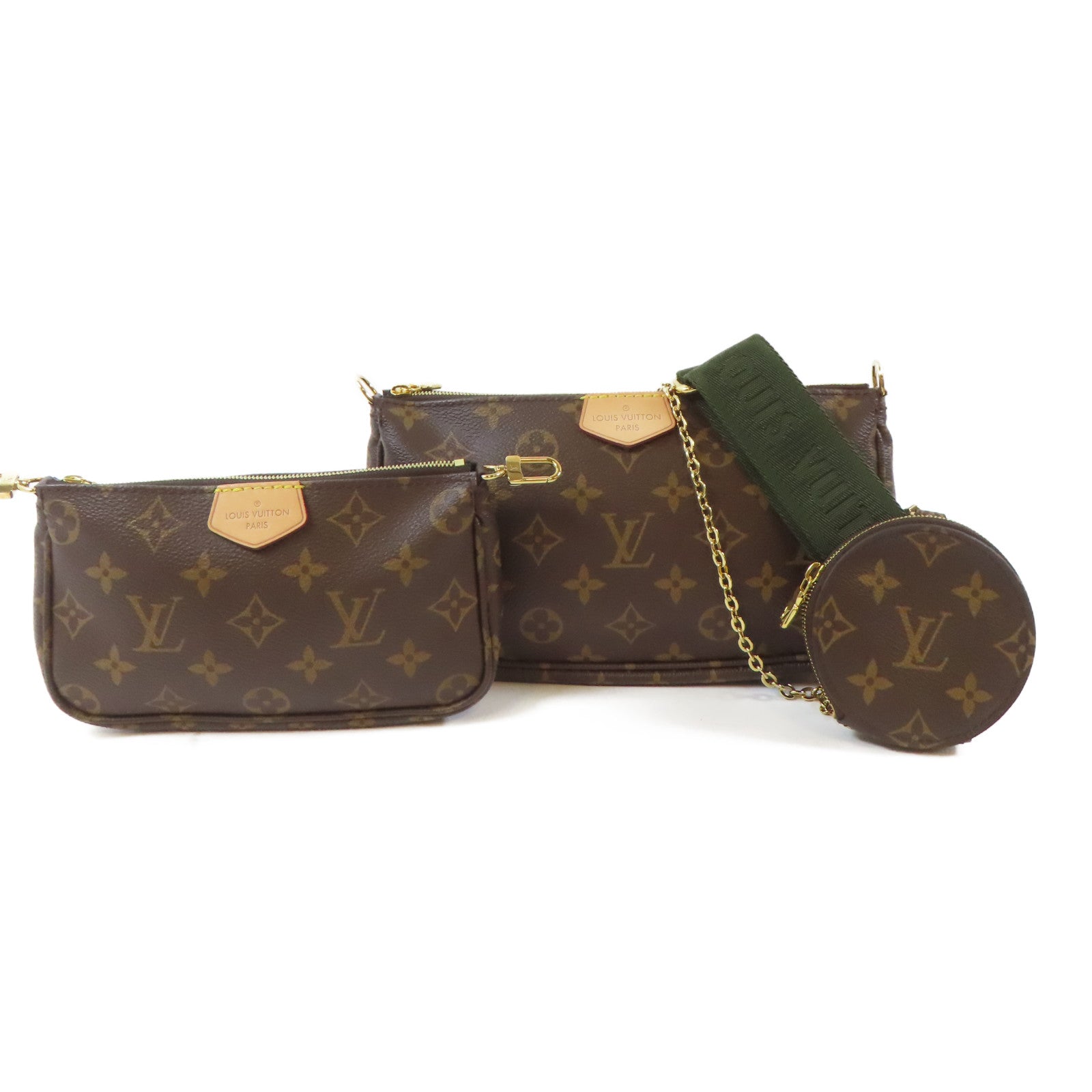 LOUIS VUITTON Monogram Multi Pochette金扣手挽肩背兩用袋啡色