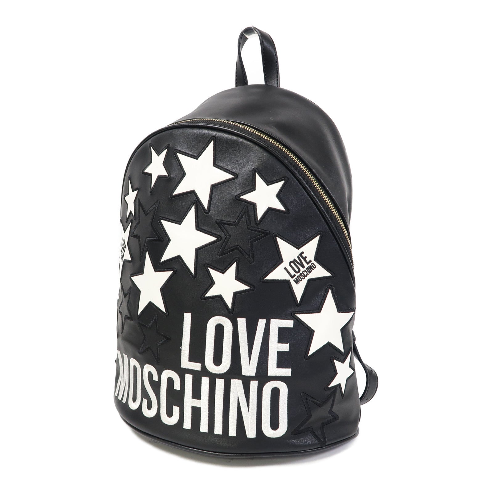 MOSCHINO 皮革Love Moschino Backpack金扣背包黑色