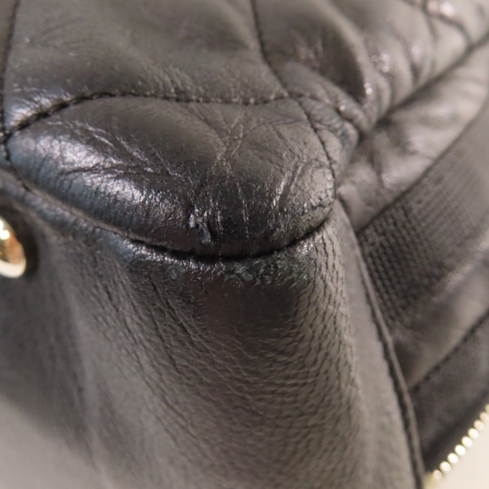 CHANEL 【激減優惠】菱格牛皮皮革Chain Tote Bag銀扣鏈帶肩背袋黑色