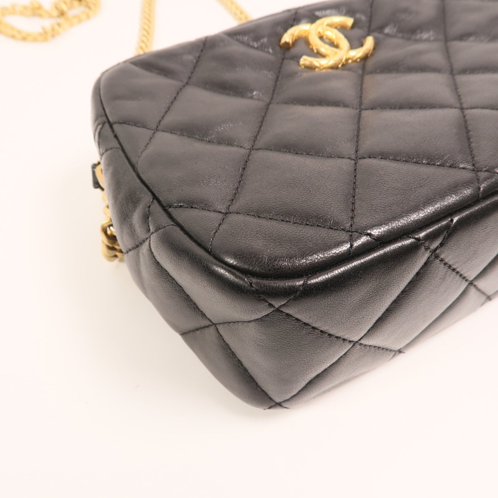 CHANEL 【激減優惠】羊皮皮革Chain Shoulder金扣鏈帶肩背袋