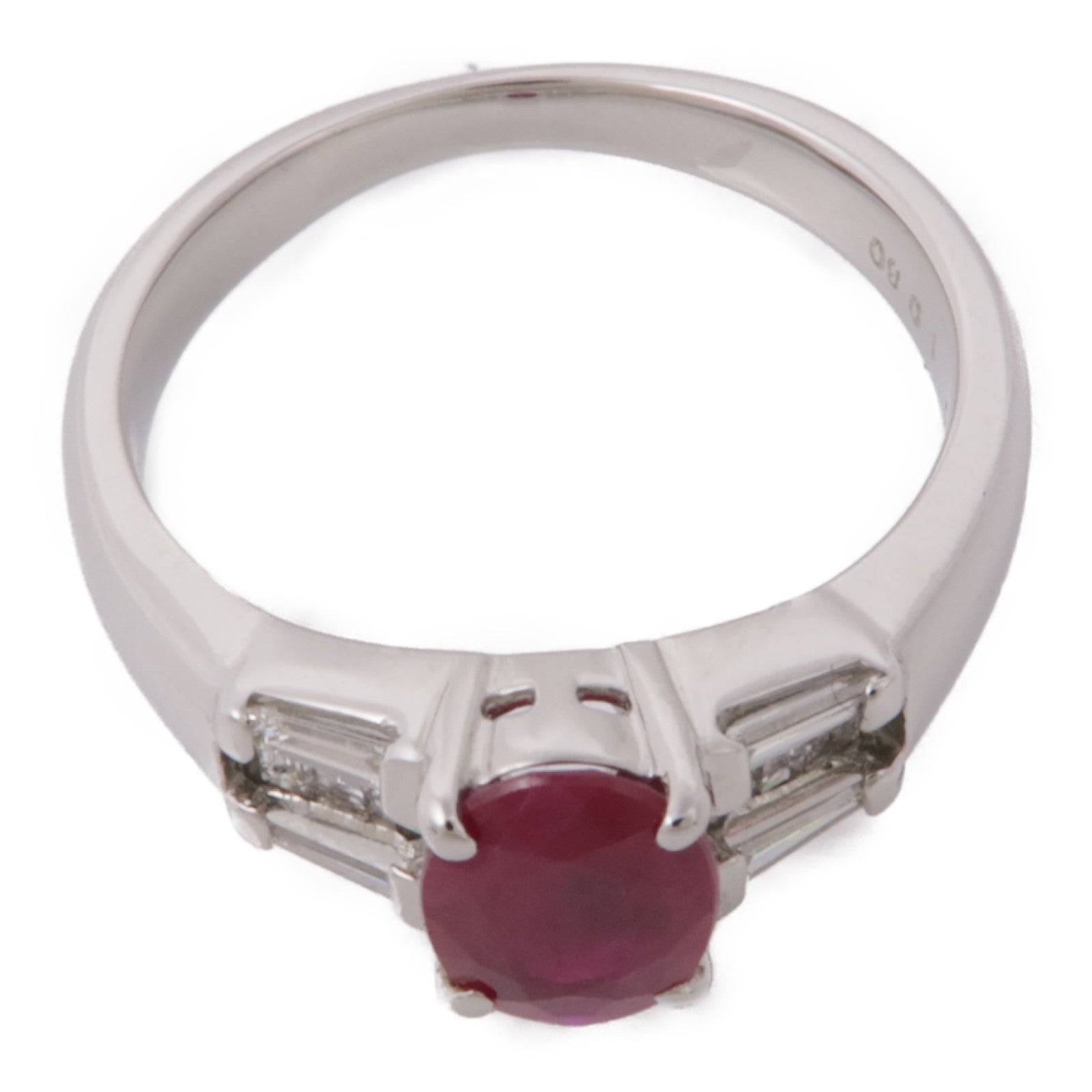JEWELRY 【激減優惠】PT900鉑金Ruby Diamond Ring紅寶石/鑽石戒指US#7.25