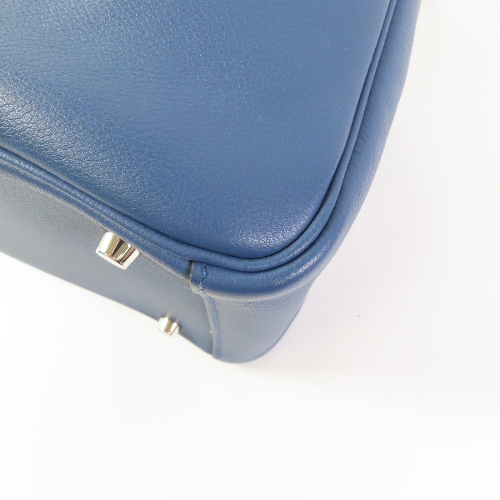 HERMES PHW Lindy 30 2way Shoulder Bag Evercolor Bleu Agate