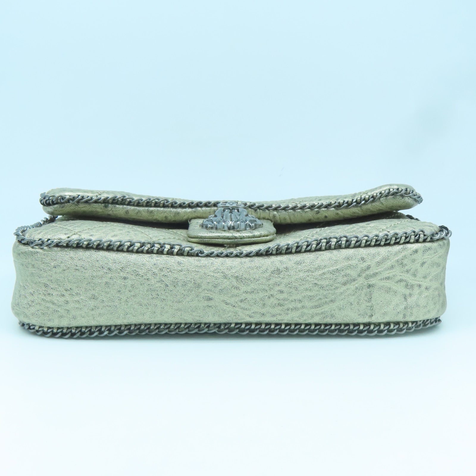 CHANEL rhombic cowhide leather Chain Shoulder Bag silver buckle chain shoulder bag gold