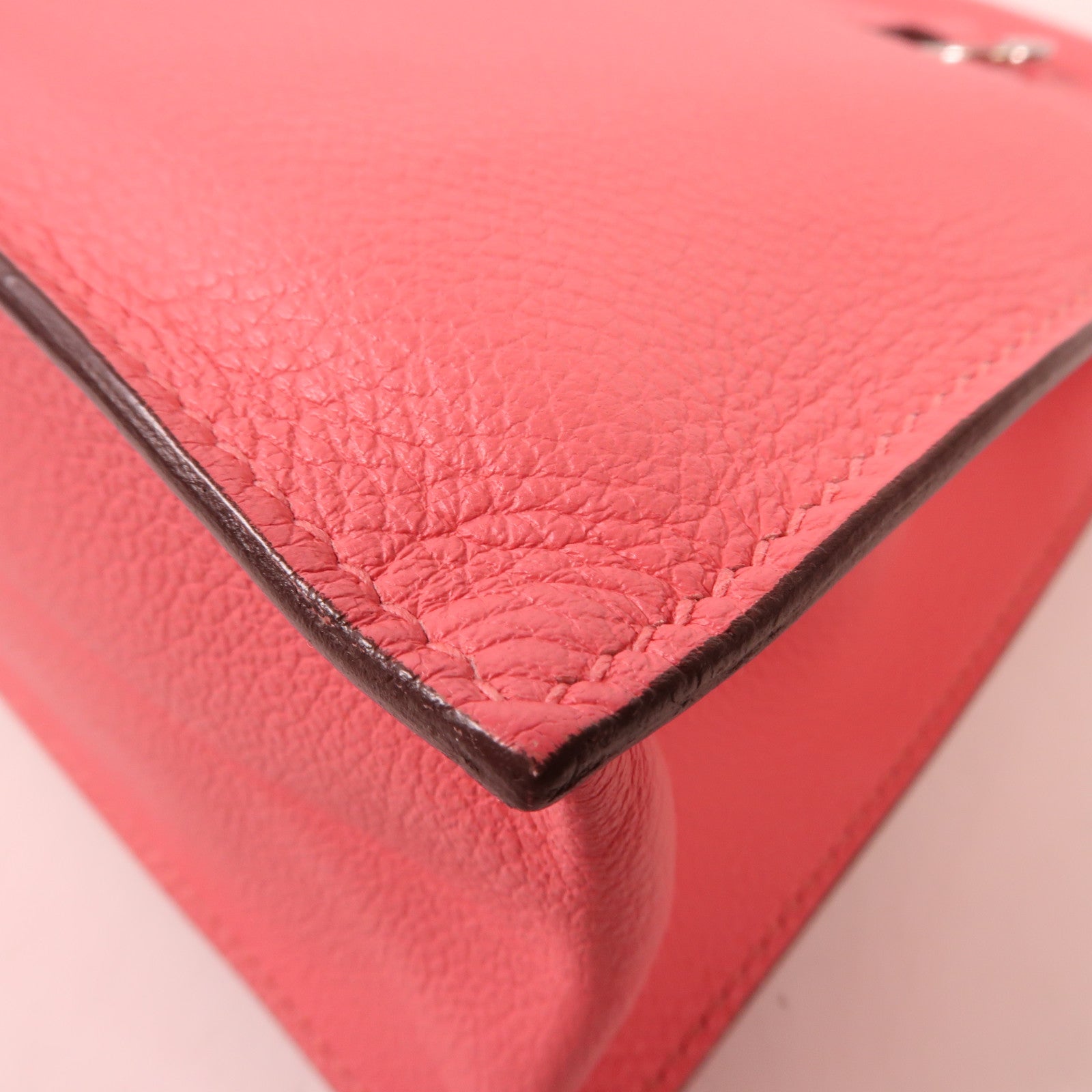 HERMES Ever Color皮革Kelly Danse銀扣肩背袋Rose Azalee