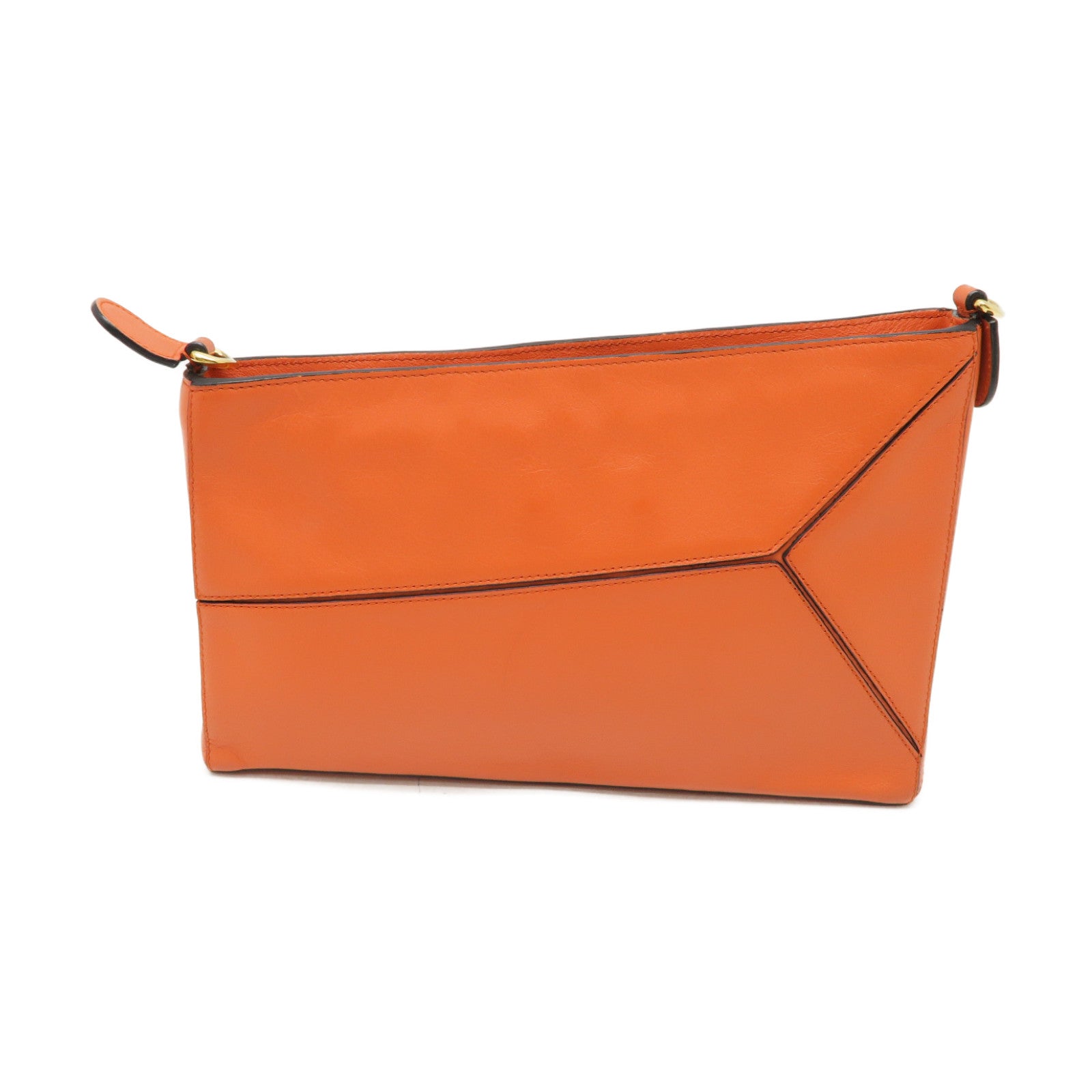 LOEWE 【激減優惠】牛皮皮革Puzzle Pouch金扣肩背袋橙色