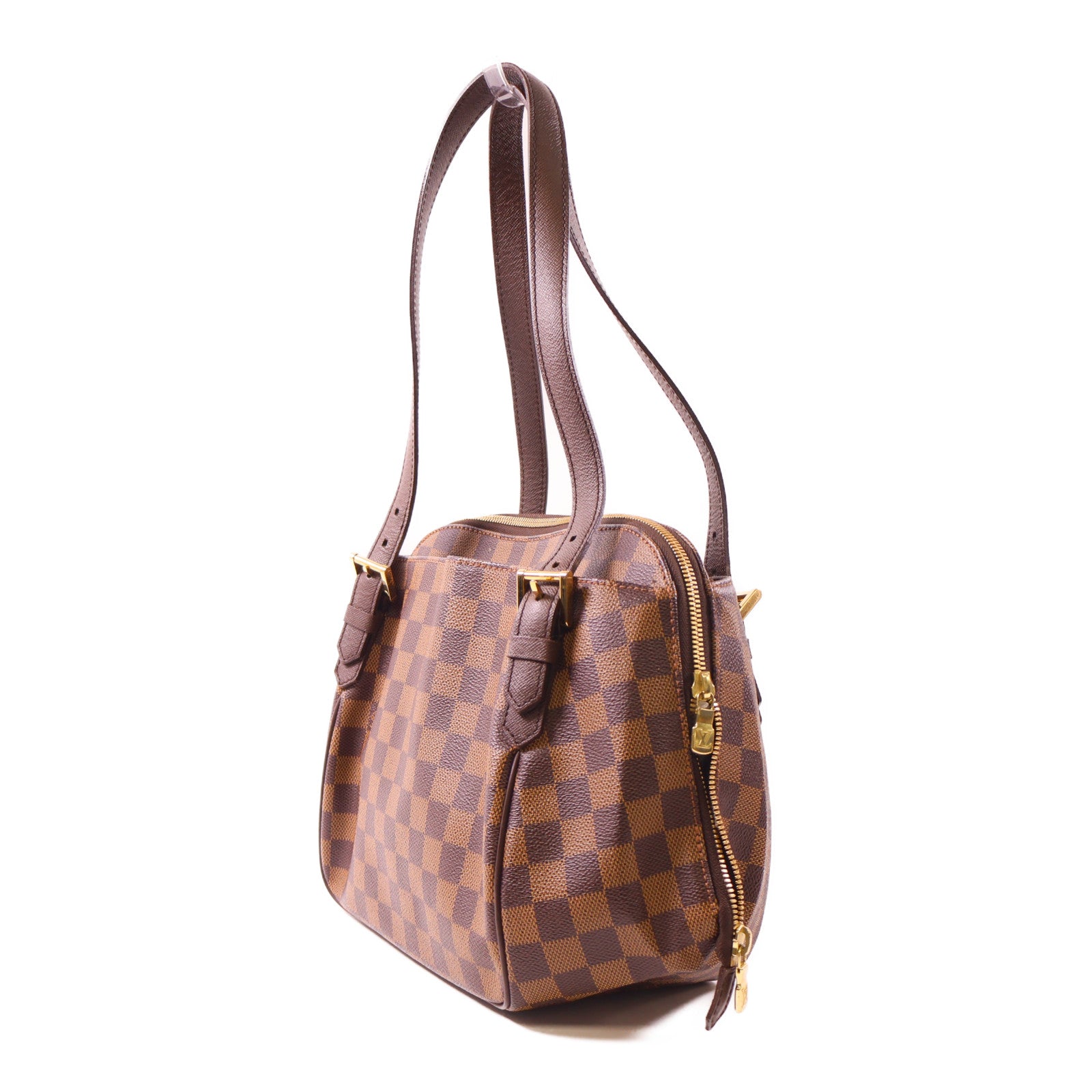 LOUIS VUITTON Damier Belem MM金扣肩背袋棕色