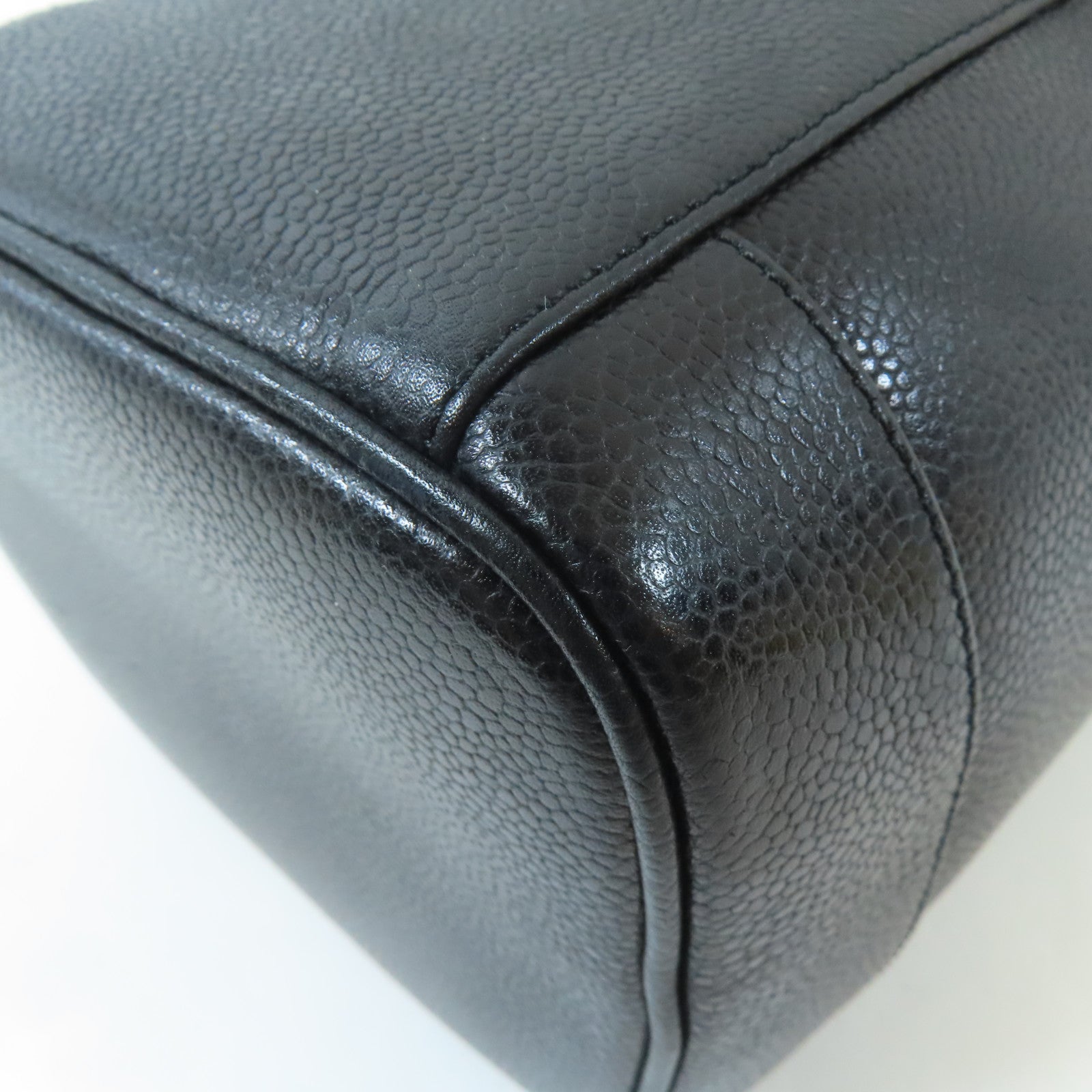 CHANEL 菱格Caviar皮革Vintage Vanity Bag金扣手挽袋黑色