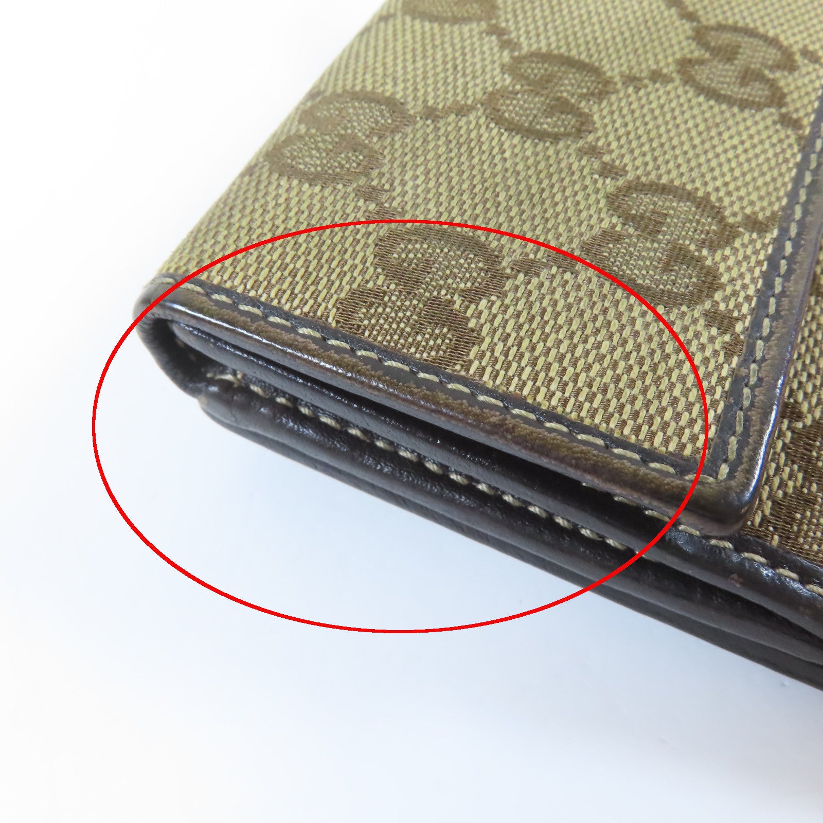GUCCI 帆布Double Hook Wallet金扣錢包啡色