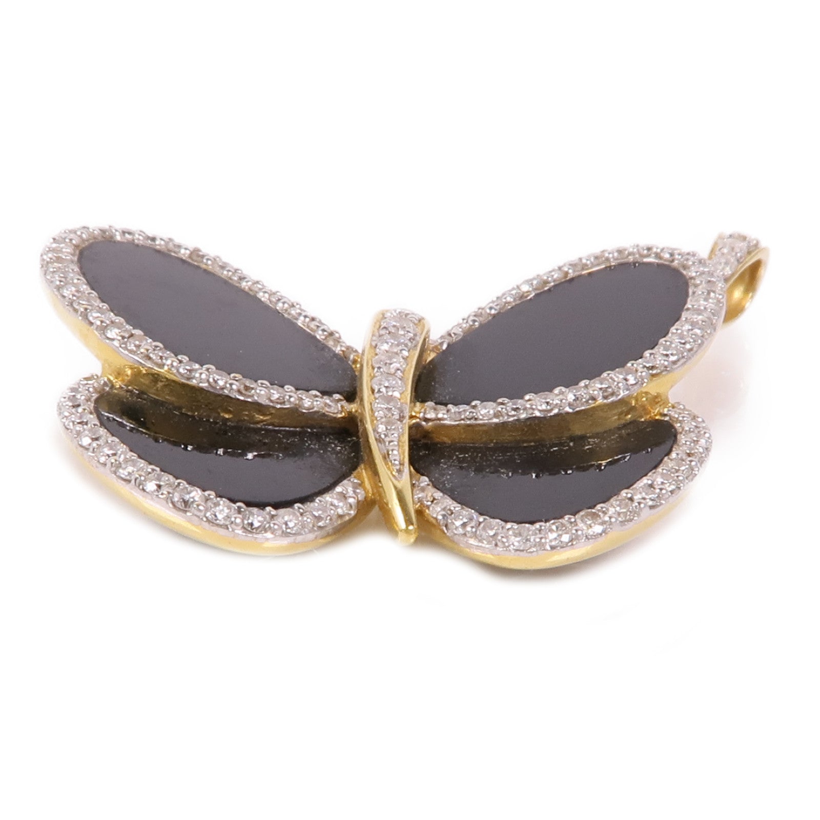 JEWELRY 18K黃金Black Onyx/Diamond Pendant Top黑瑪瑙/鑽石吊墜