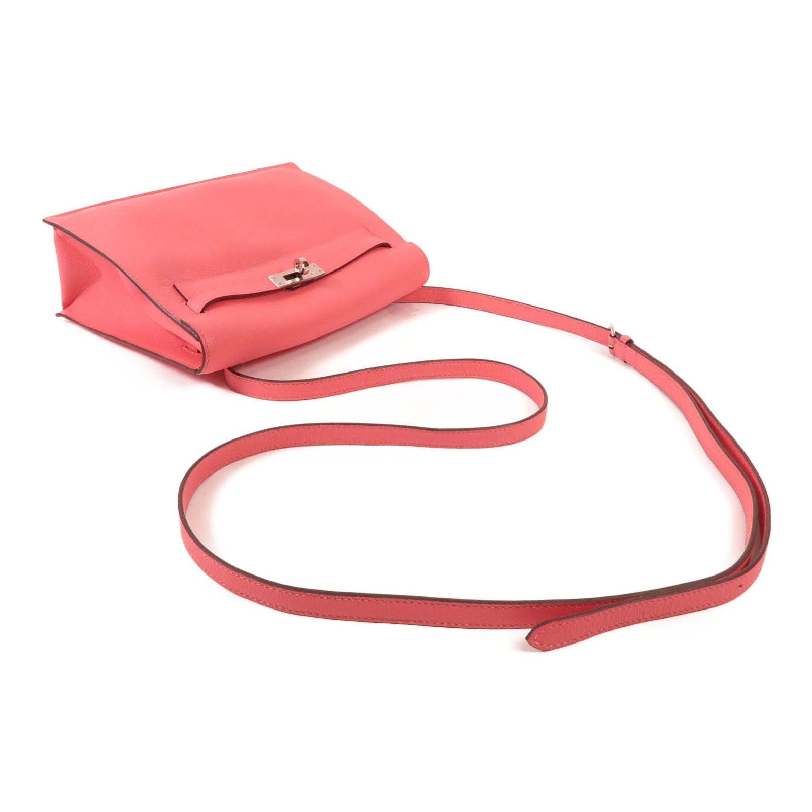 HERMES Ever Color皮革Kelly Danse銀扣肩背袋Rose Azalee