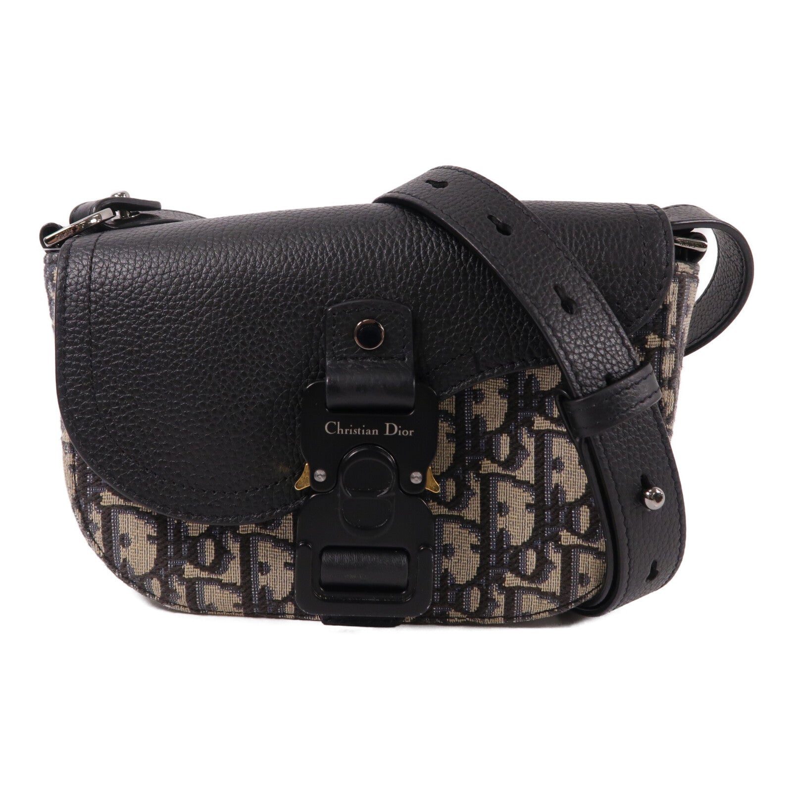Dior 帆布/牛皮皮革Mini Saddle Messenger Bag with Flap肩背袋